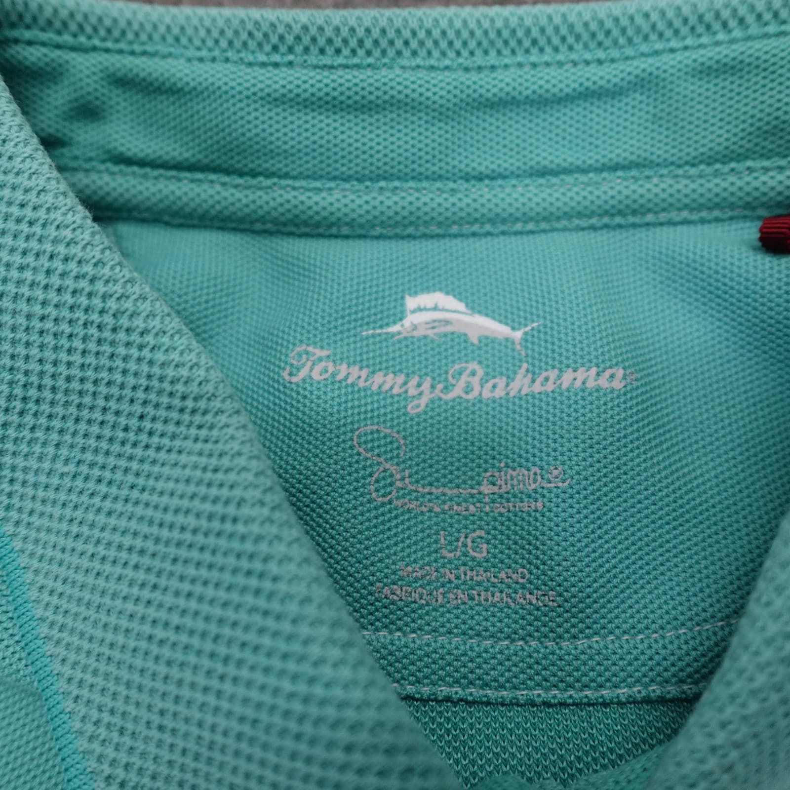 Tommy Bahama Polo Shirt Mens Large Green Solid Knit Short Sleeve Casual Resort - Thumbnail 3