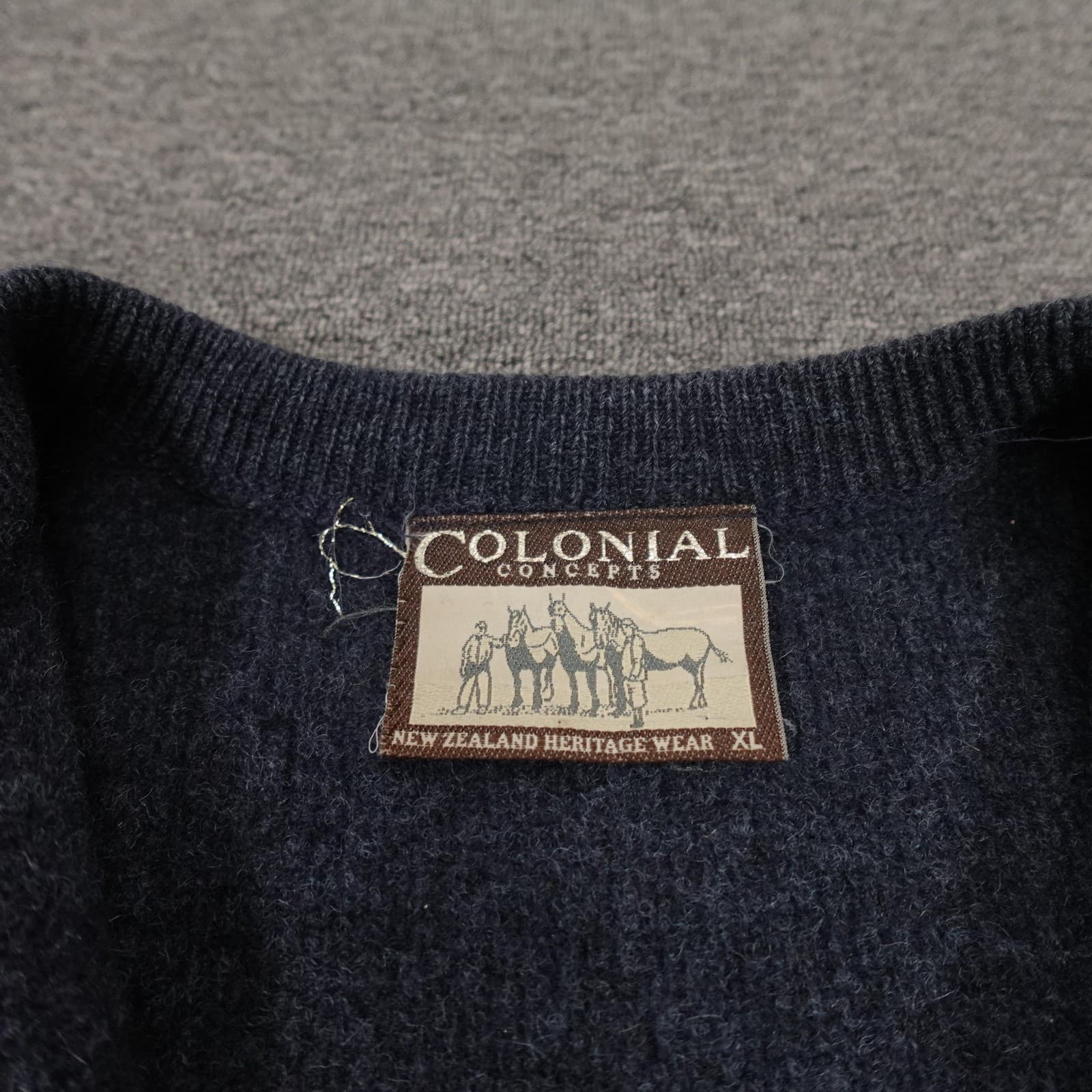 Colonial Concepts Vest Mens XL Blue Knit Full Zip Sweater New Zealand Heritage - Thumbnail 4