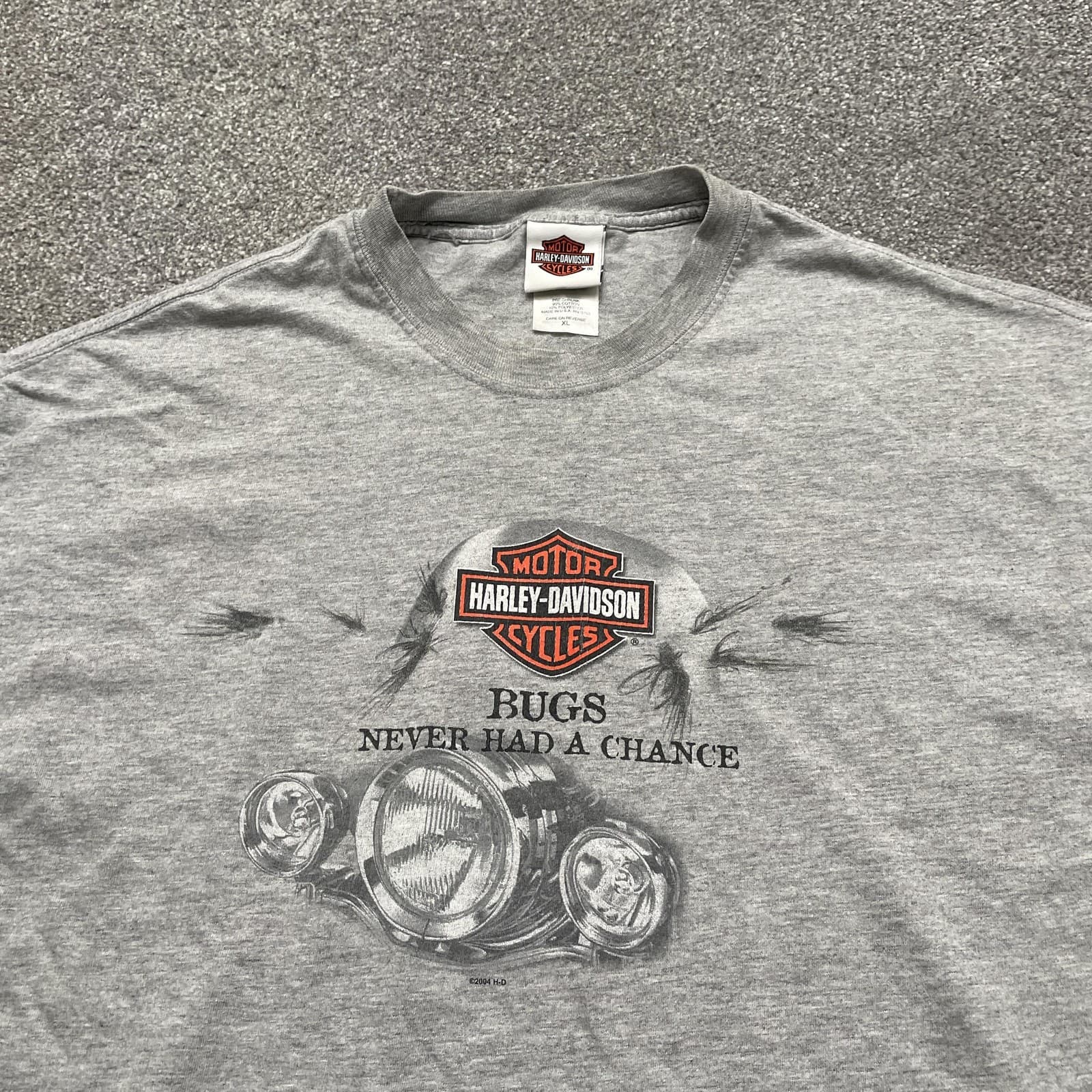 Vintage Harley Davidson Shirt Mens XL Bugs Never Had a Chance Motorcycle 2004 - Thumbnail 2