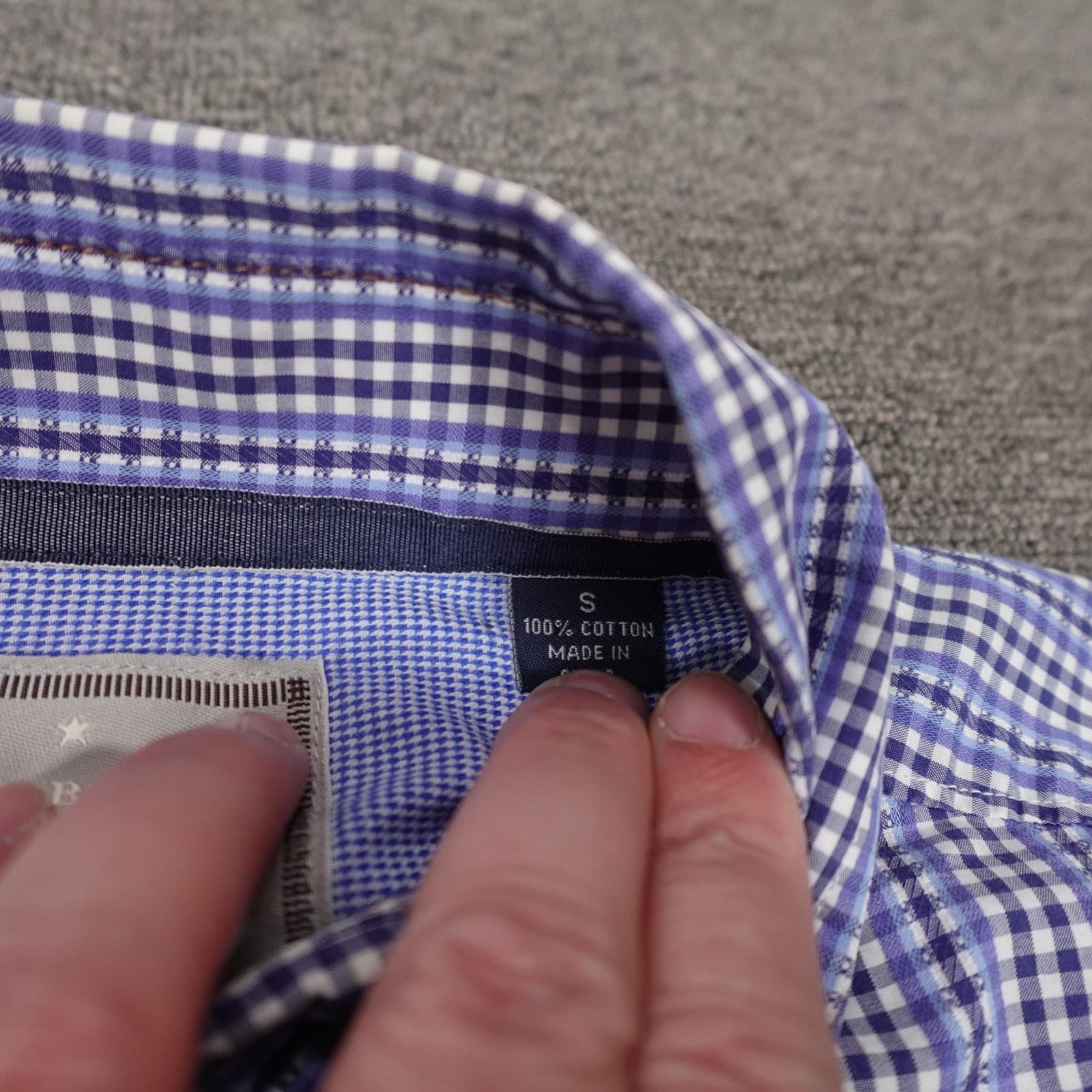 Tommy Bahama Denim Shirt Mens Small Blue Check Long Sleeve Button Front Casual - Thumbnail 3