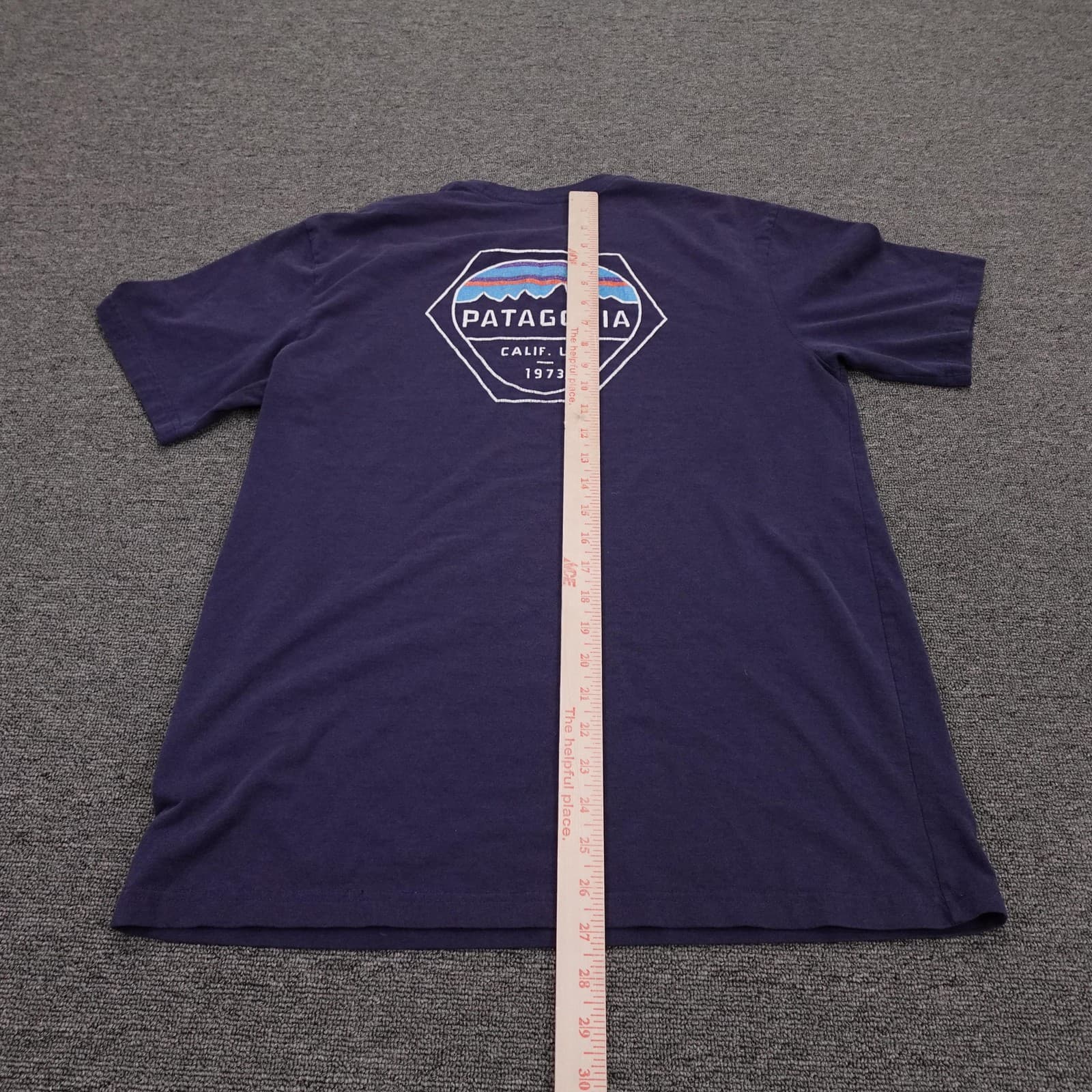 Patagonia Shirt Mens Medium Blue Calif USA 1973 Back Logo Graphic Tee Tagless - Thumbnail 7