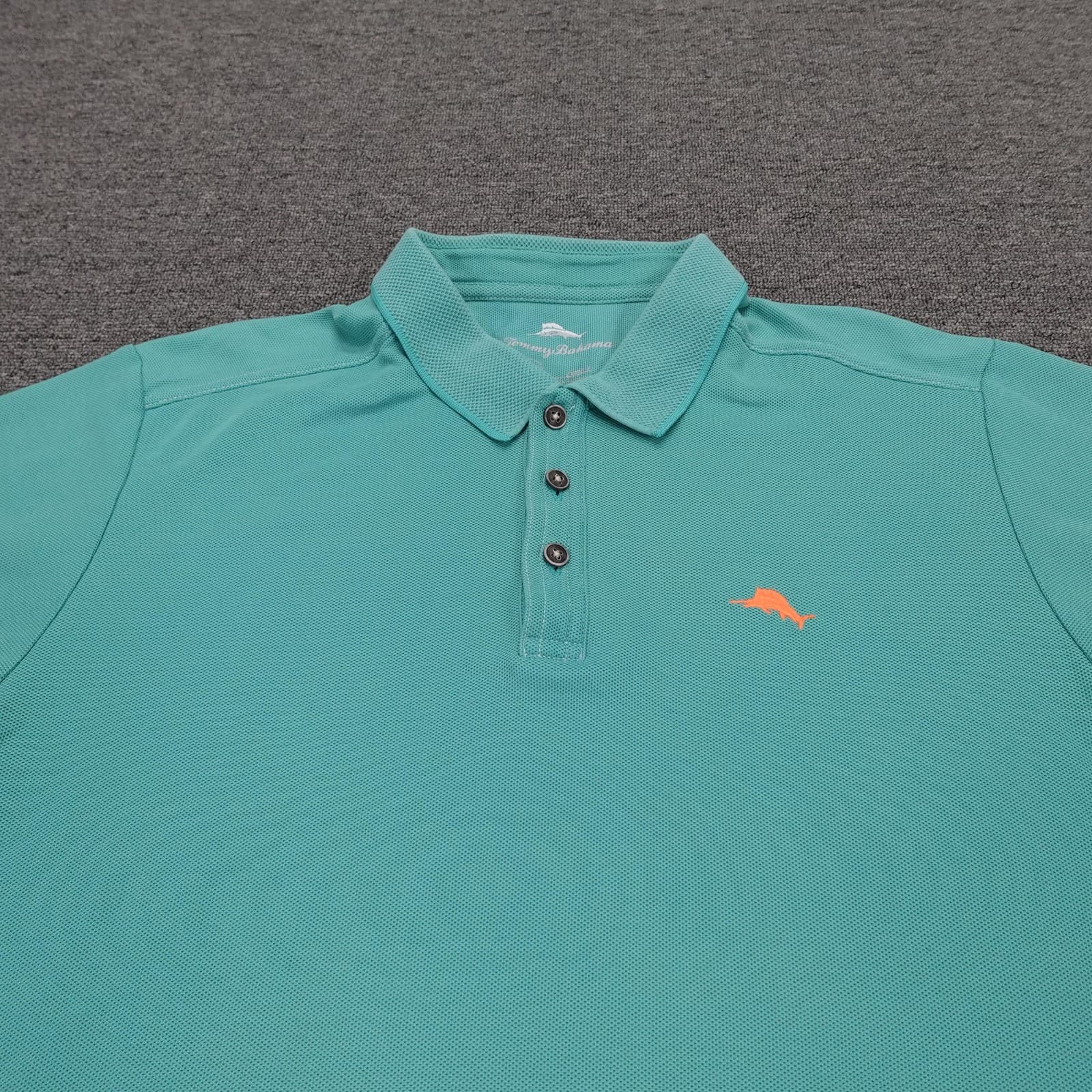 Tommy Bahama Polo Shirt Mens Large Green Solid Knit Short Sleeve Casual Resort - Thumbnail 2