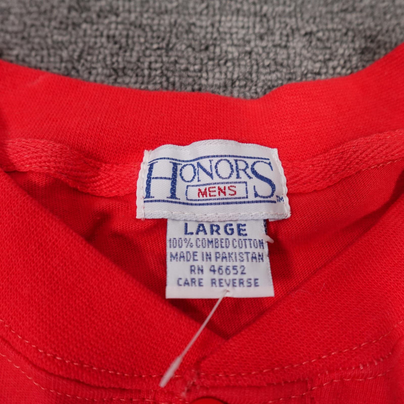 Vintage Honors Henley Shirt Mens Large Red 100% Combed Cotton Solid Y2K - Thumbnail 3