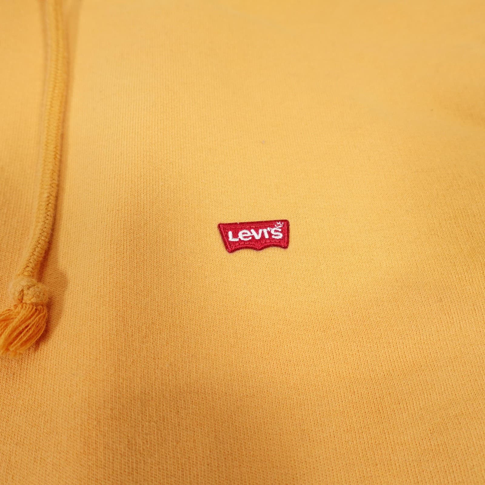 Levis Hoodie Womens Medium Yellow Pullover Fleece Kangaroo Pocket Logo Graphic - Thumbnail 3