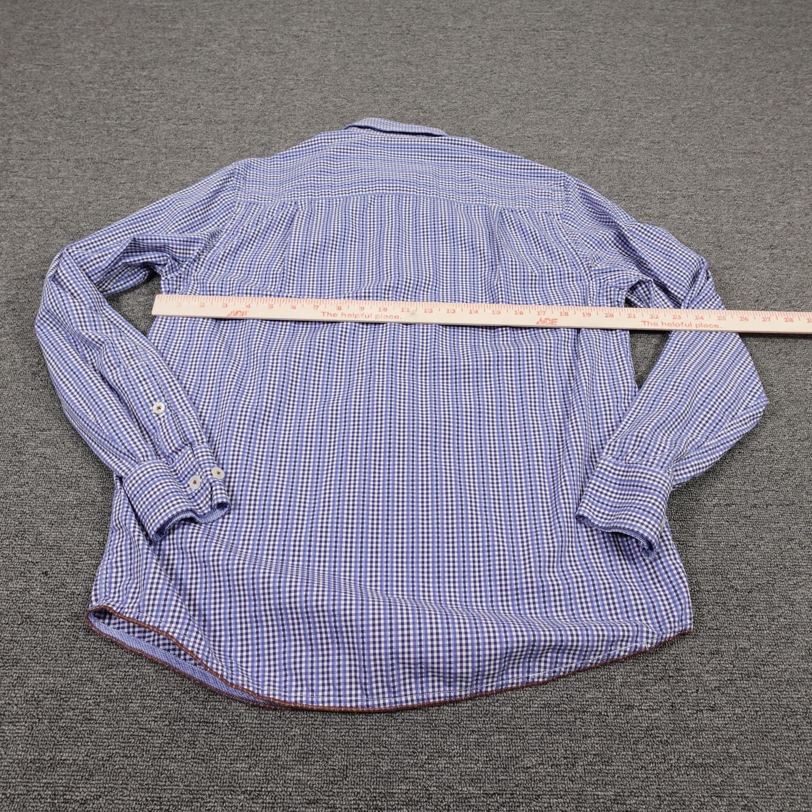 Tommy Bahama Denim Shirt Mens Small Blue Check Long Sleeve Button Front Casual - Thumbnail 4