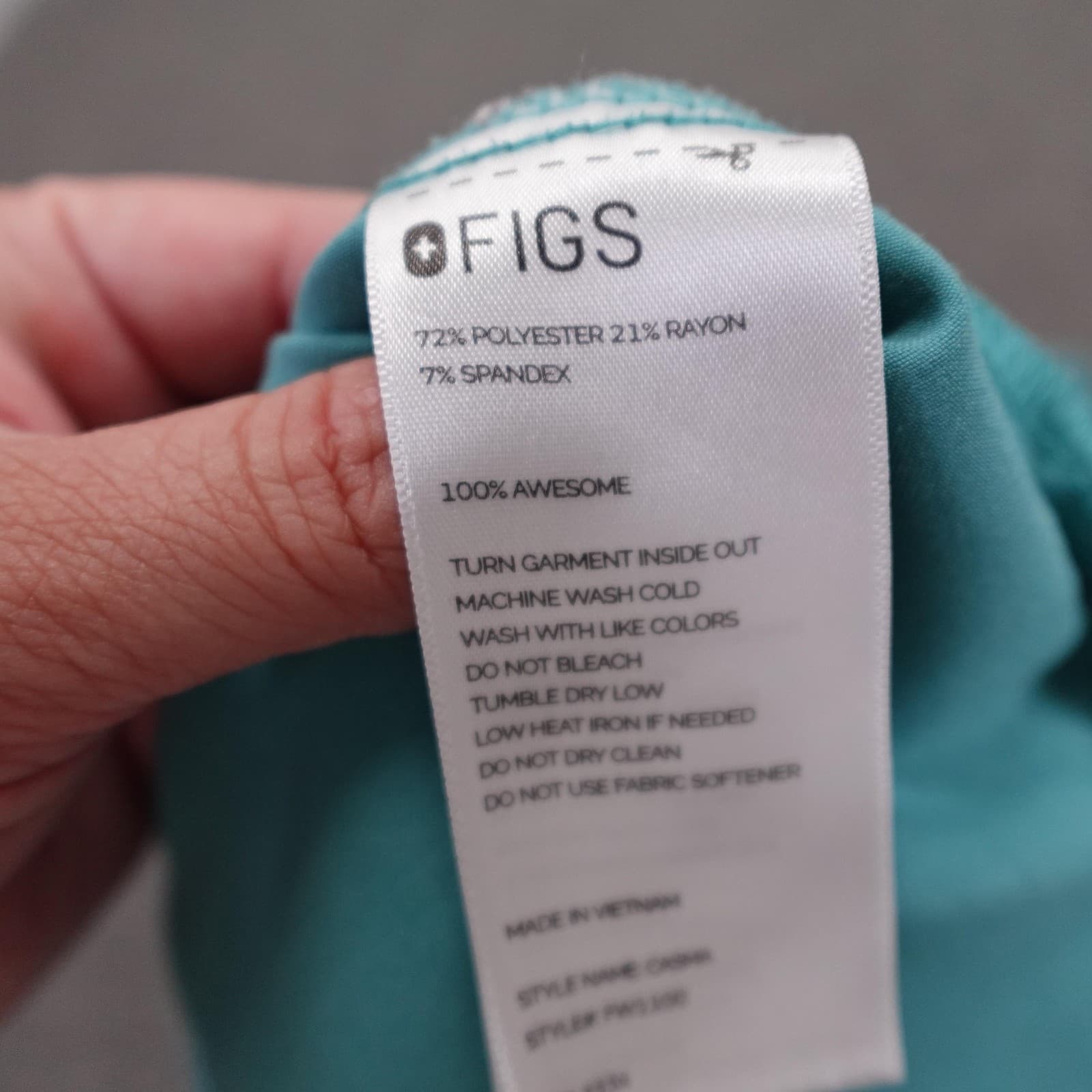 FIGS Scrub Top Womens Medium Green Casma V Neck Tunic Pocket Medical Technical - Thumbnail 6