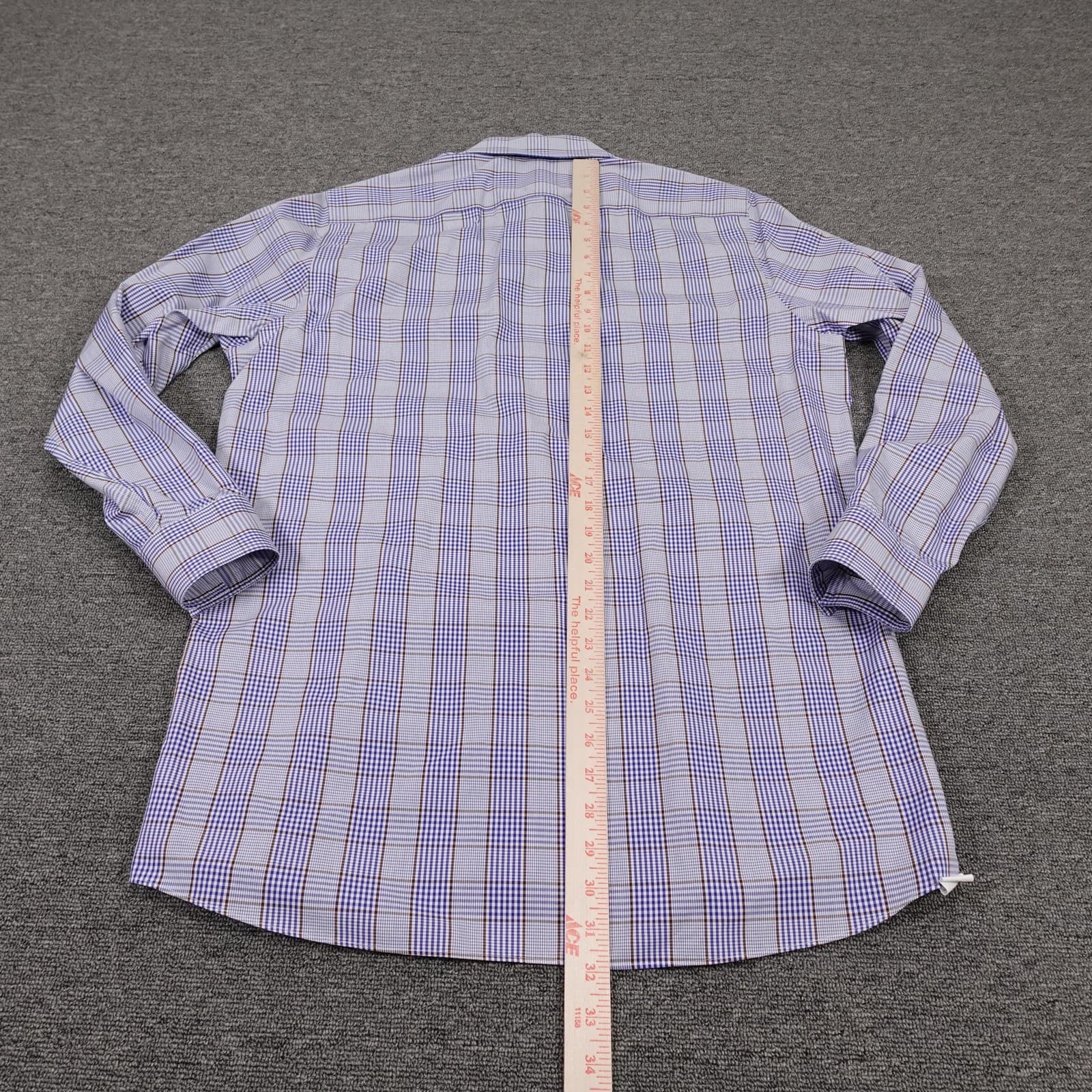 Michael Kors Shirt Mens 15.5 32/33 Blue Check Long Sleeve Non Iron Cotton - Thumbnail 6