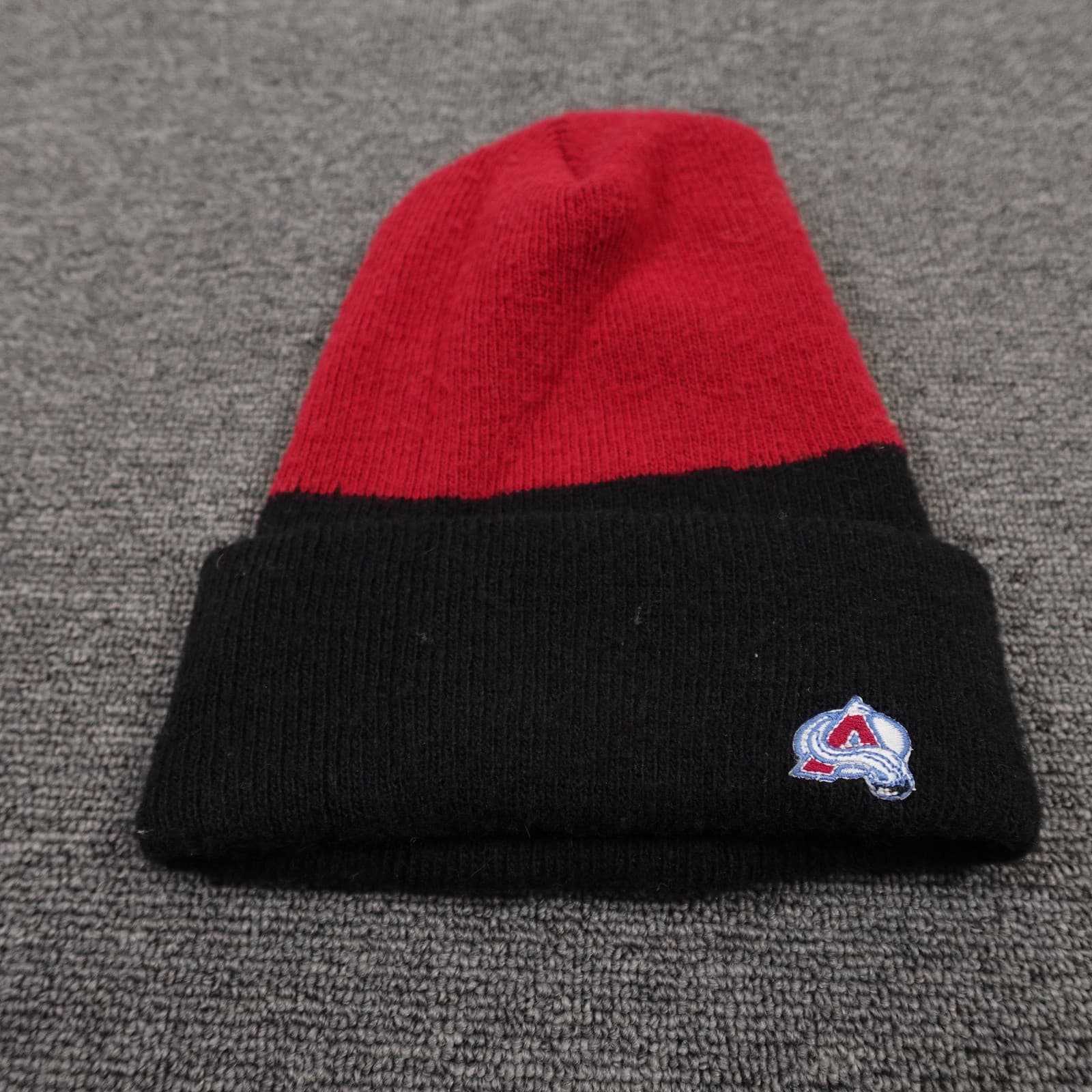 Vintage Colorado Avalanche Hat Beanie Knit Mens One Size Red Black NHL Hockey - Thumbnail 3