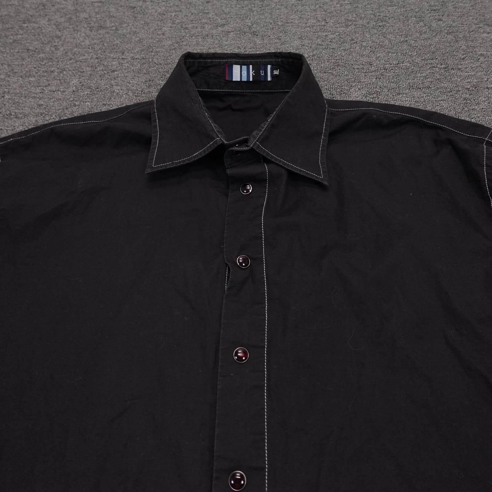 Toku Shirt Mens XL Black Cross Rhinestone Long Sleeve Button Up Rock Western - Thumbnail 5