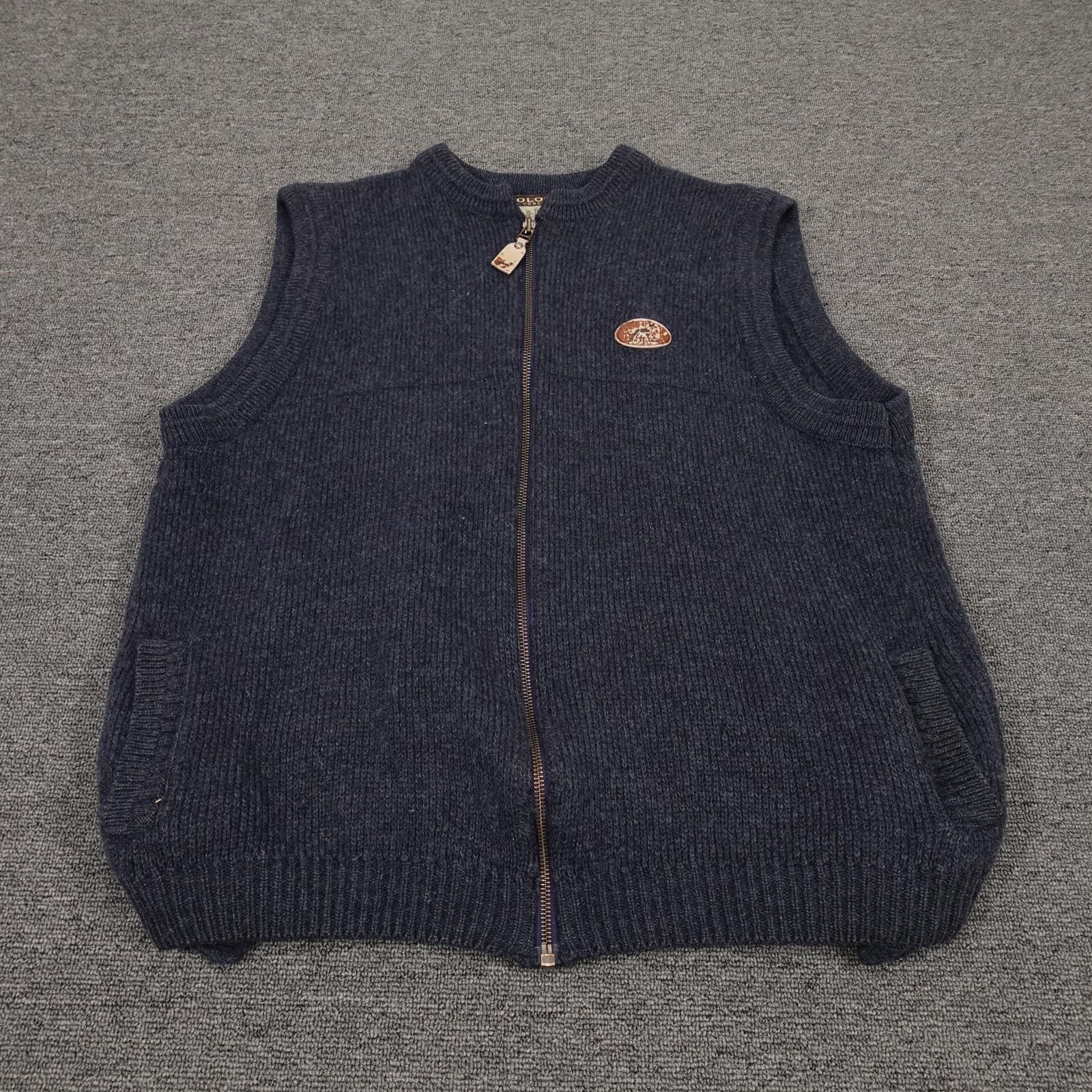 Colonial Concepts Vest Mens XL Blue Knit Full Zip Sweater New Zealand Heritage