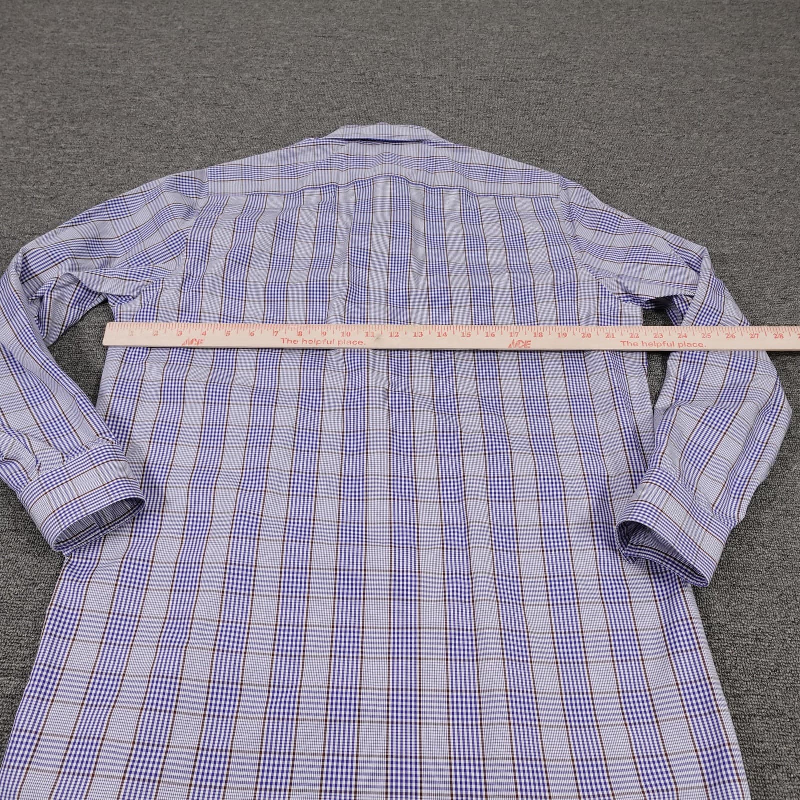 Michael Kors Shirt Mens 15.5 32/33 Blue Check Long Sleeve Non Iron Cotton - Thumbnail 5