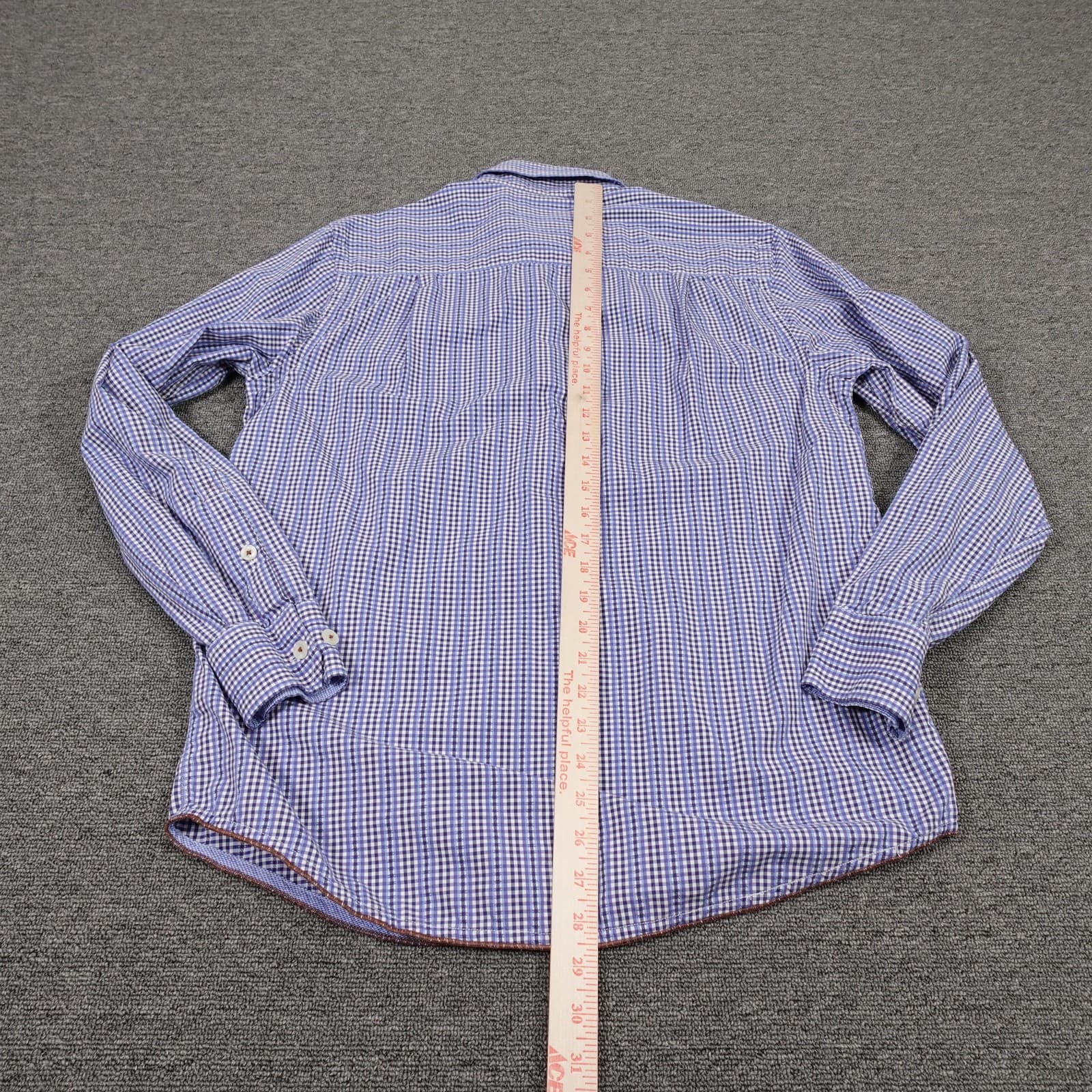 Tommy Bahama Denim Shirt Mens Small Blue Check Long Sleeve Button Front Casual - Thumbnail 5