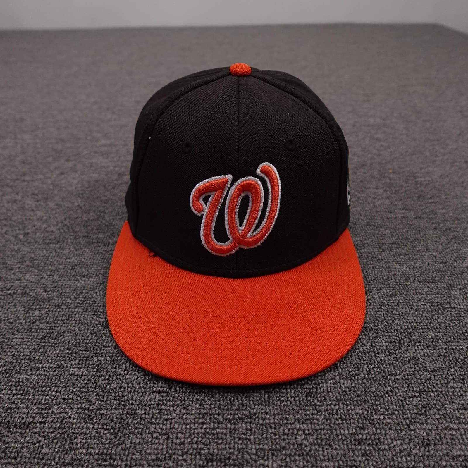 Washington Nationals Hat Cap Fitted Mens Medium Black MLB Baseball Flex The Game