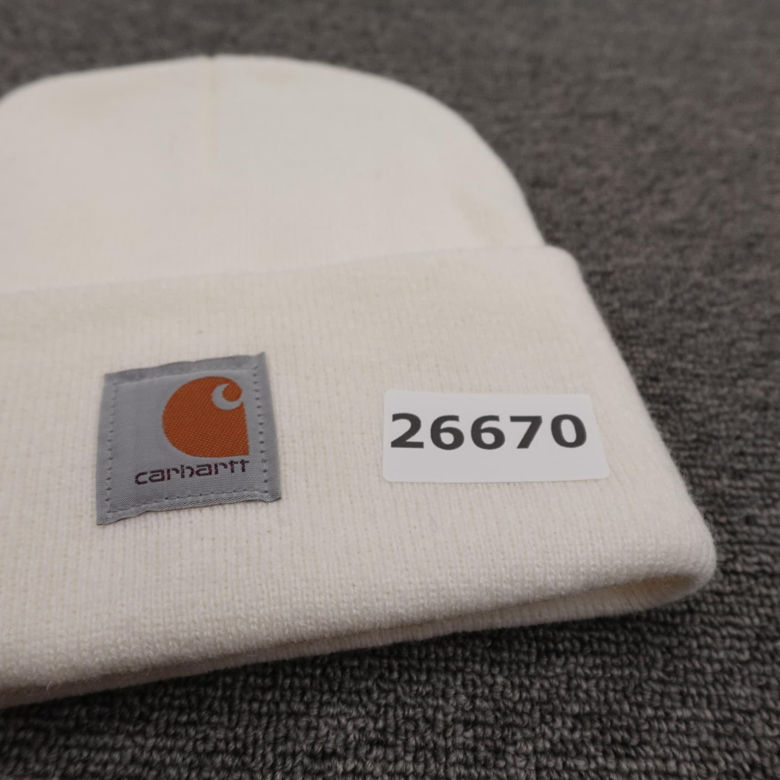 Carhartt Hat Beanie Fitted Unisex One Size White Knit Acrylic Cuffed Winter - Thumbnail 5