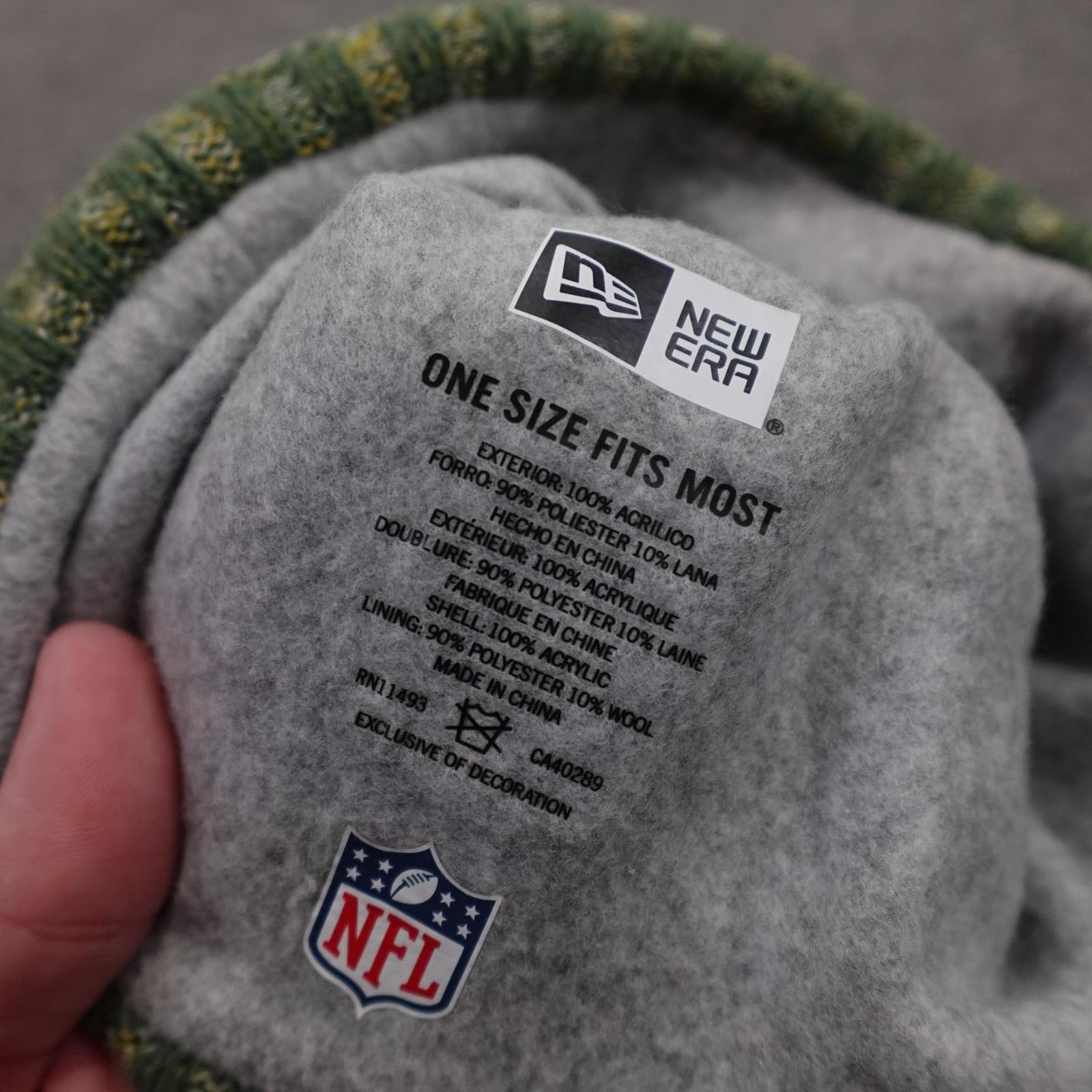 Green Bay Packers Hat Beanie Mens One Size Green NFL Football Pom Knit New Era - Thumbnail 3