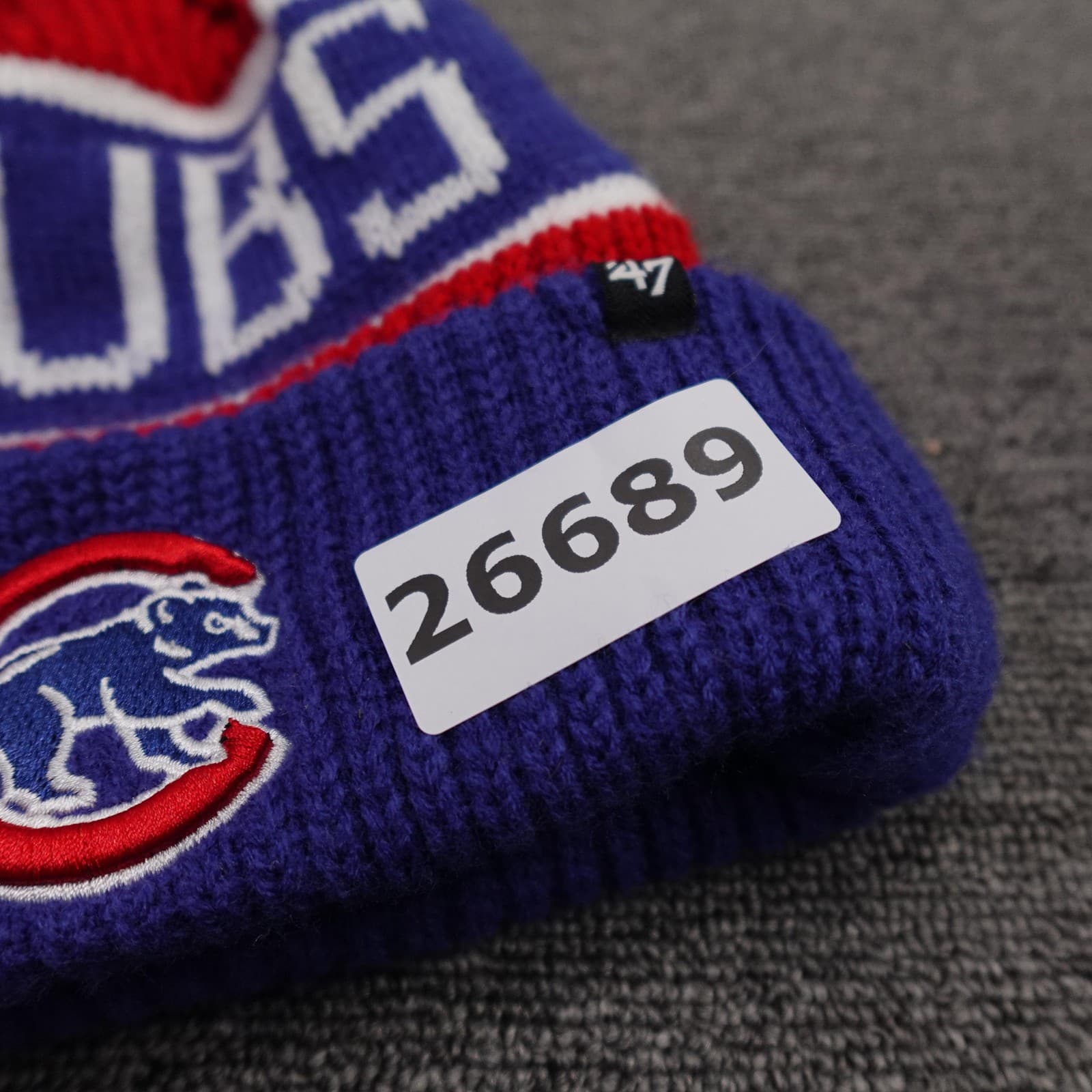 Chicago Cubs Hat Beanie Mens One Size Blue Red MLB Baseball Pom Knit '47 - Thumbnail 4