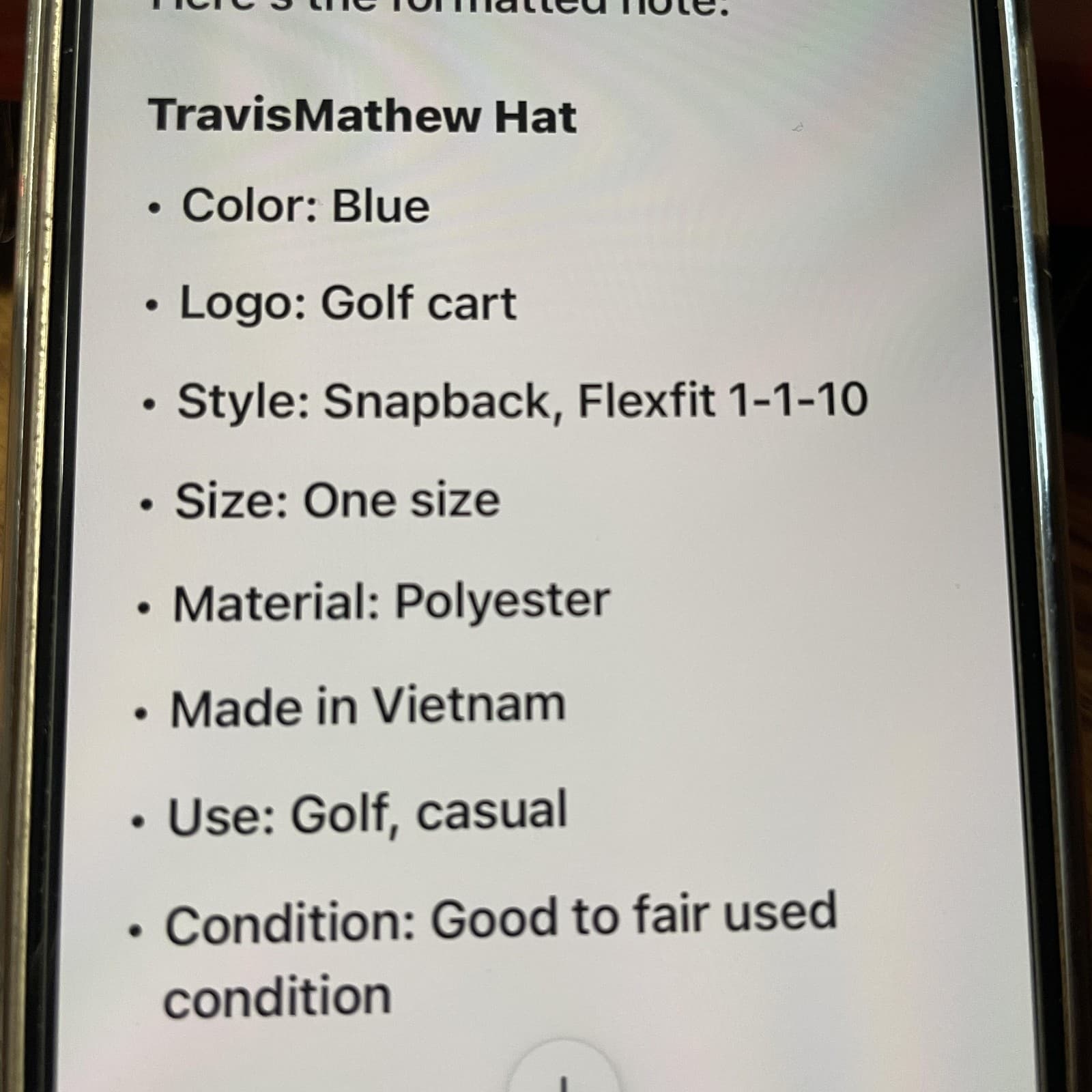 TravisMathew Hat Cap Snap Back Mens One Size Navy Golf Cart Patch Flexfit 110 - Thumbnail 8