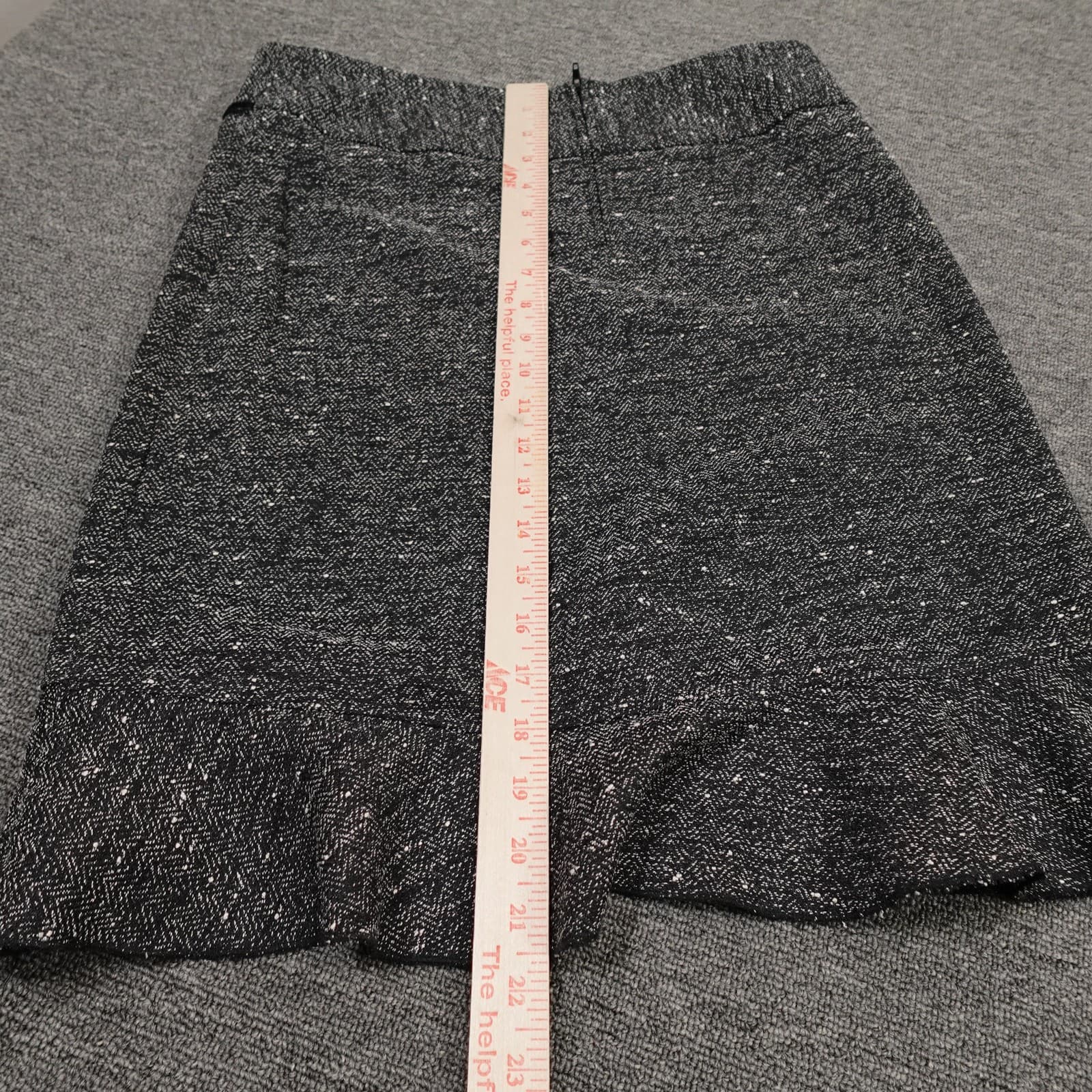 Vintage Tracy Evans Limited Skirt Juniors 7 Black Tweed Ruffle Hem Trumpet 90s - Thumbnail 7