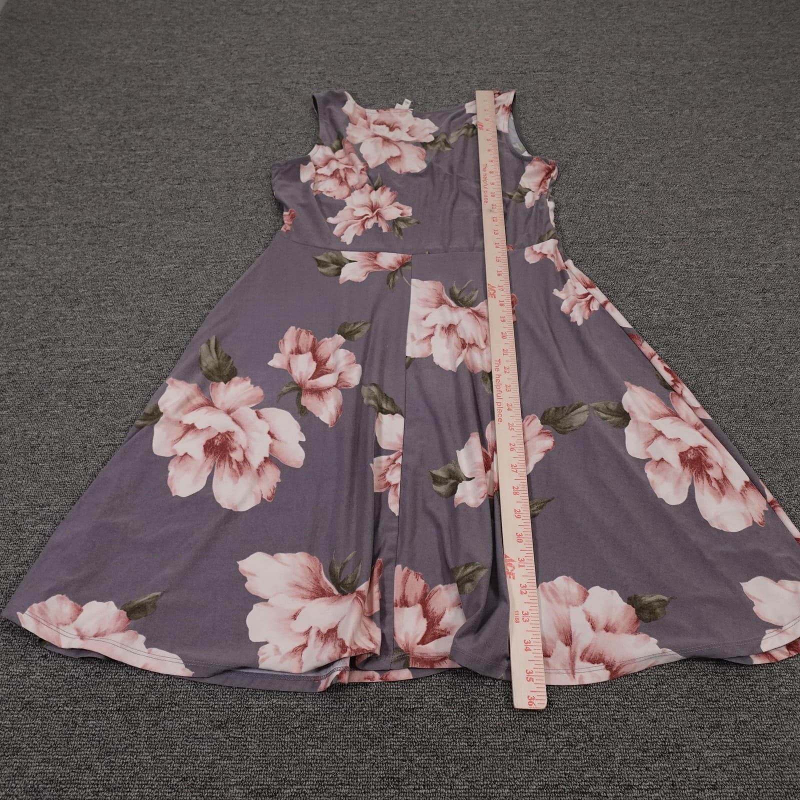 Kaileigh Dress Womens Large Purple Floral Sleeveless V Neck Fit & Flare Jersey - Thumbnail 5