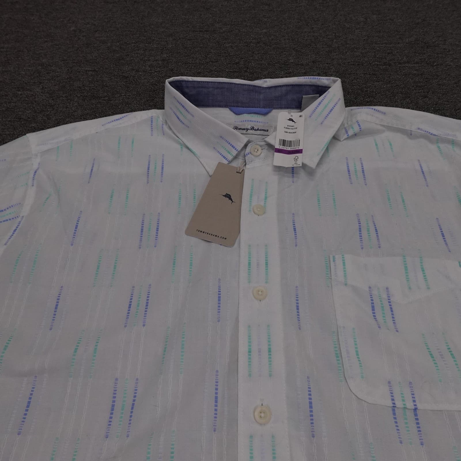 Tommy Bahama Shirt Mens Big 2X White Stripe Long Sleeve Button Up Florida Falls - Thumbnail 2