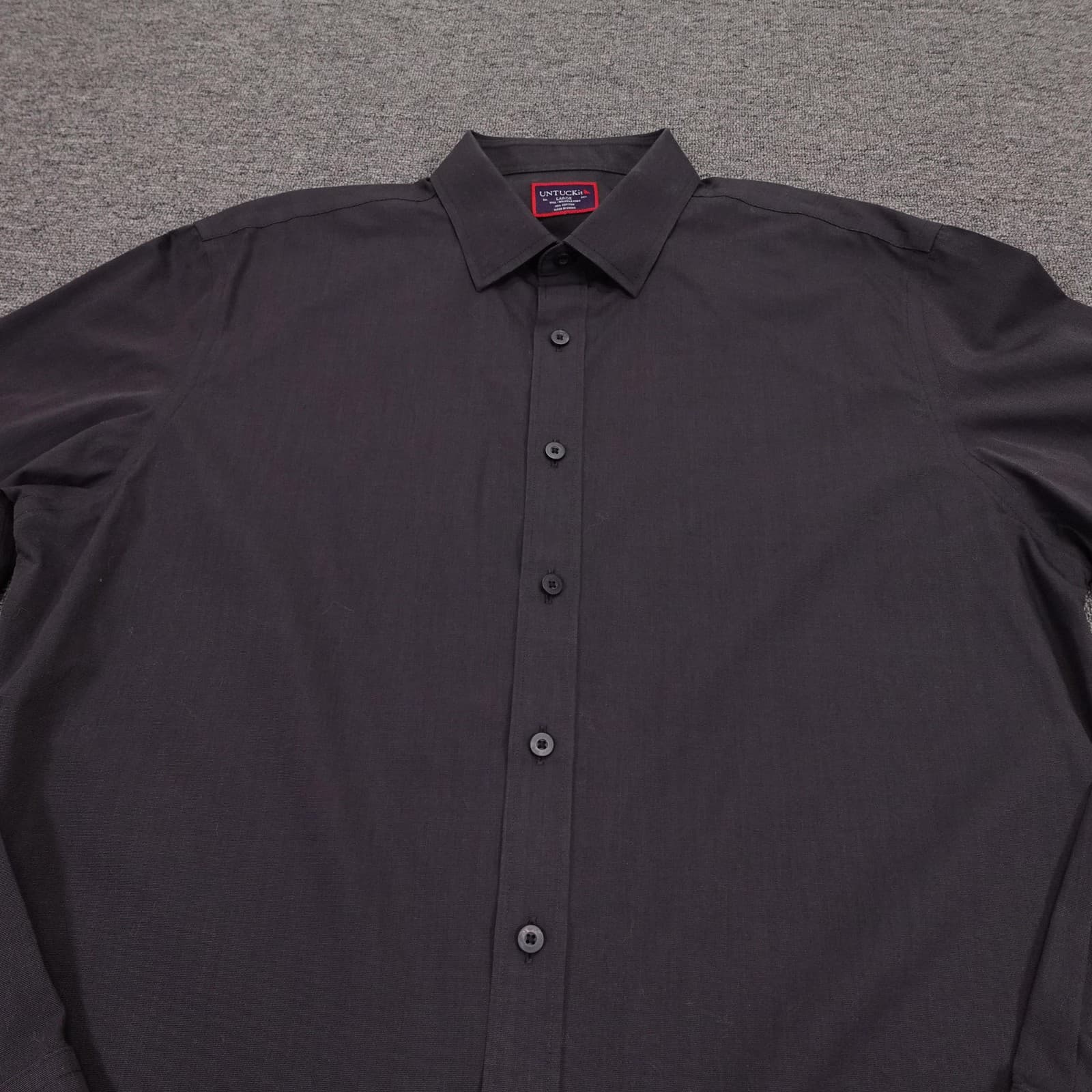 UNTUCKit Shirt Mens LT Gray Solid Long Sleeve Button Up Wrinkle Free Non Iron - Thumbnail 2