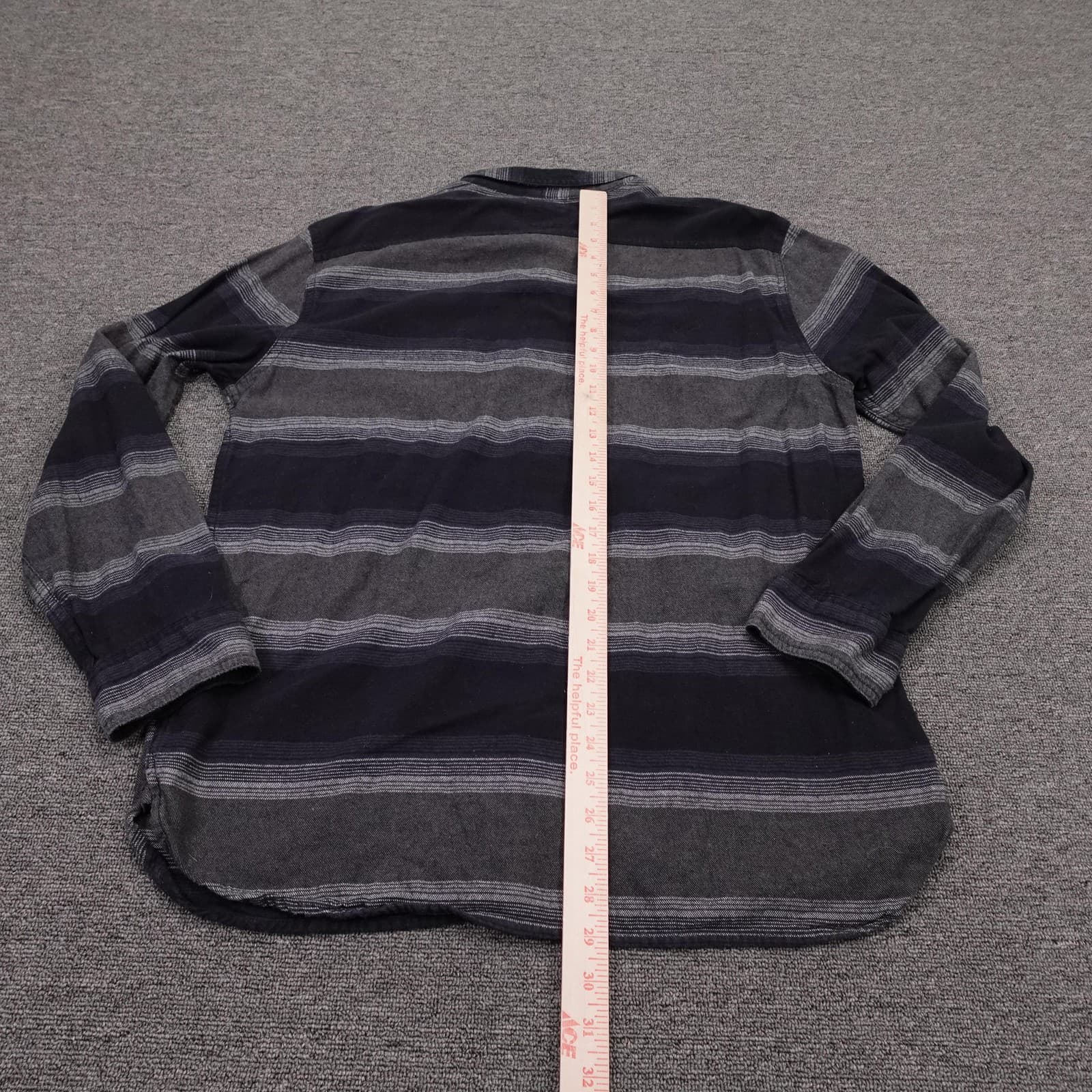 Levis Shirt Mens XL Gray Stripe Flannel Long Sleeve Button Up Casual Cotton - Thumbnail 5