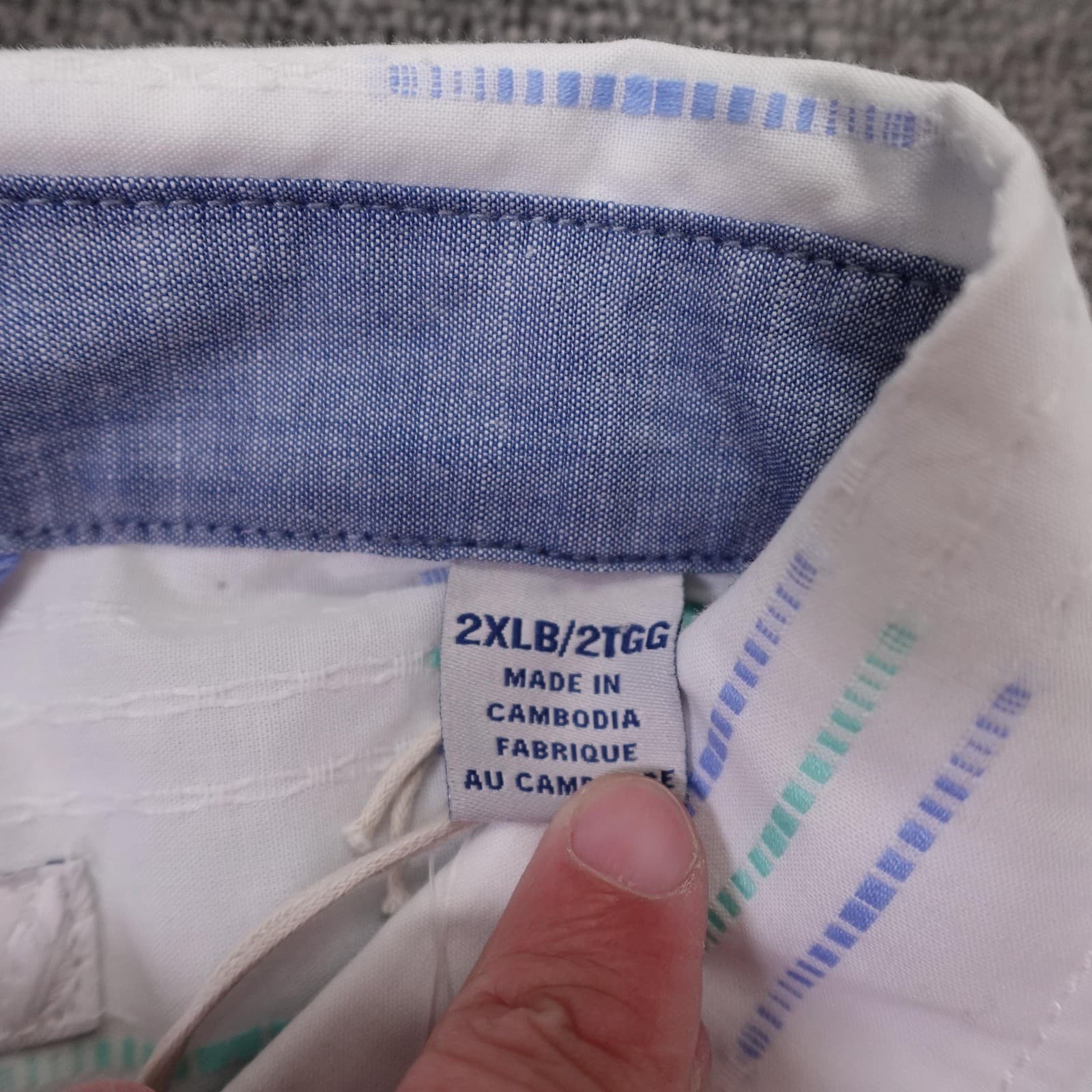 Tommy Bahama Shirt Mens Big 2X White Stripe Long Sleeve Button Up Florida Falls - Thumbnail 5