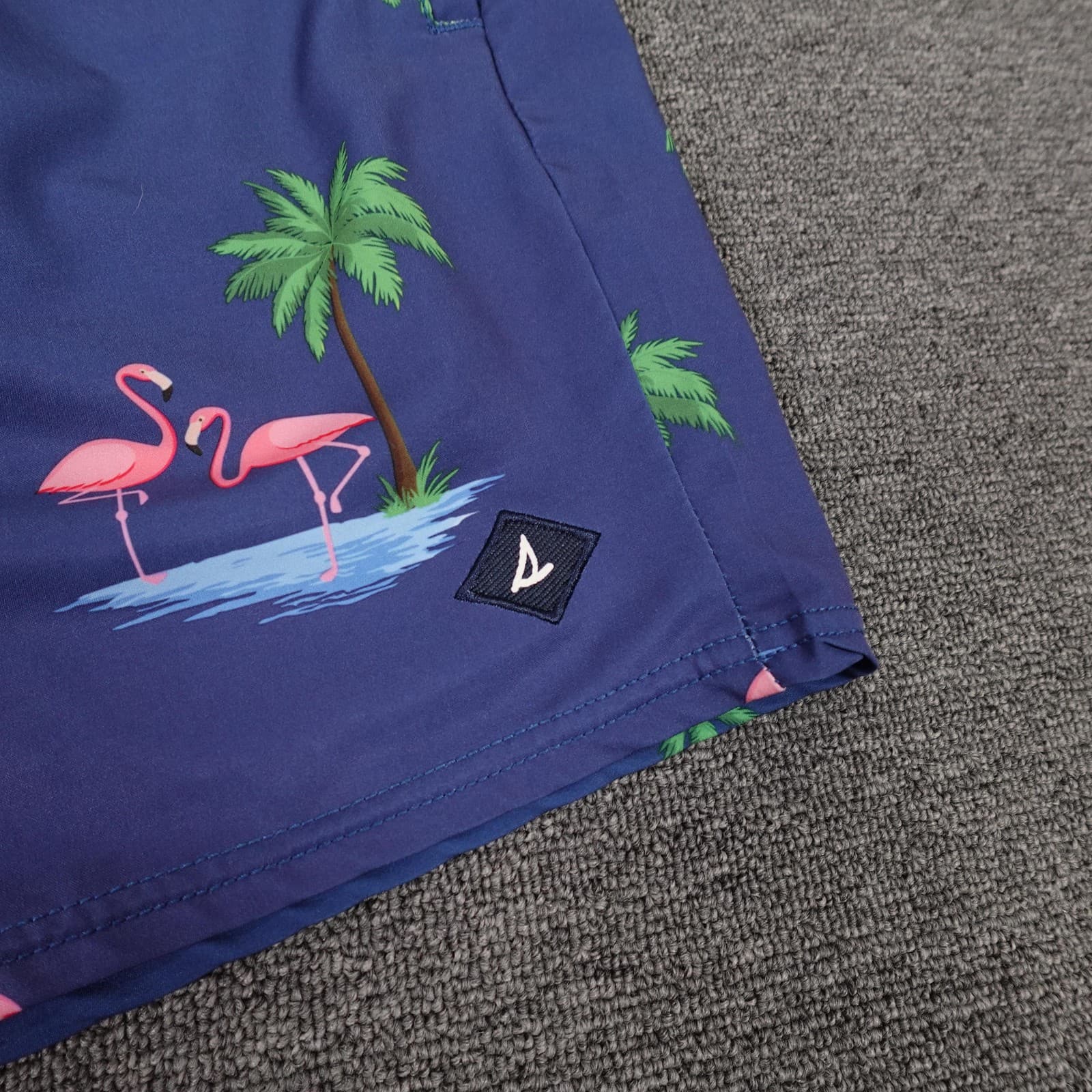 Sperry Swim Shorts Mens Large Blue Flamingo Palm Tree Tropical Print Lined - Thumbnail 2