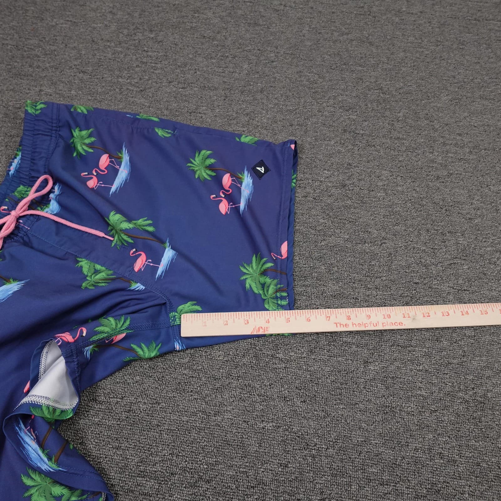 Sperry Swim Shorts Mens Large Blue Flamingo Palm Tree Tropical Print Lined - Thumbnail 8