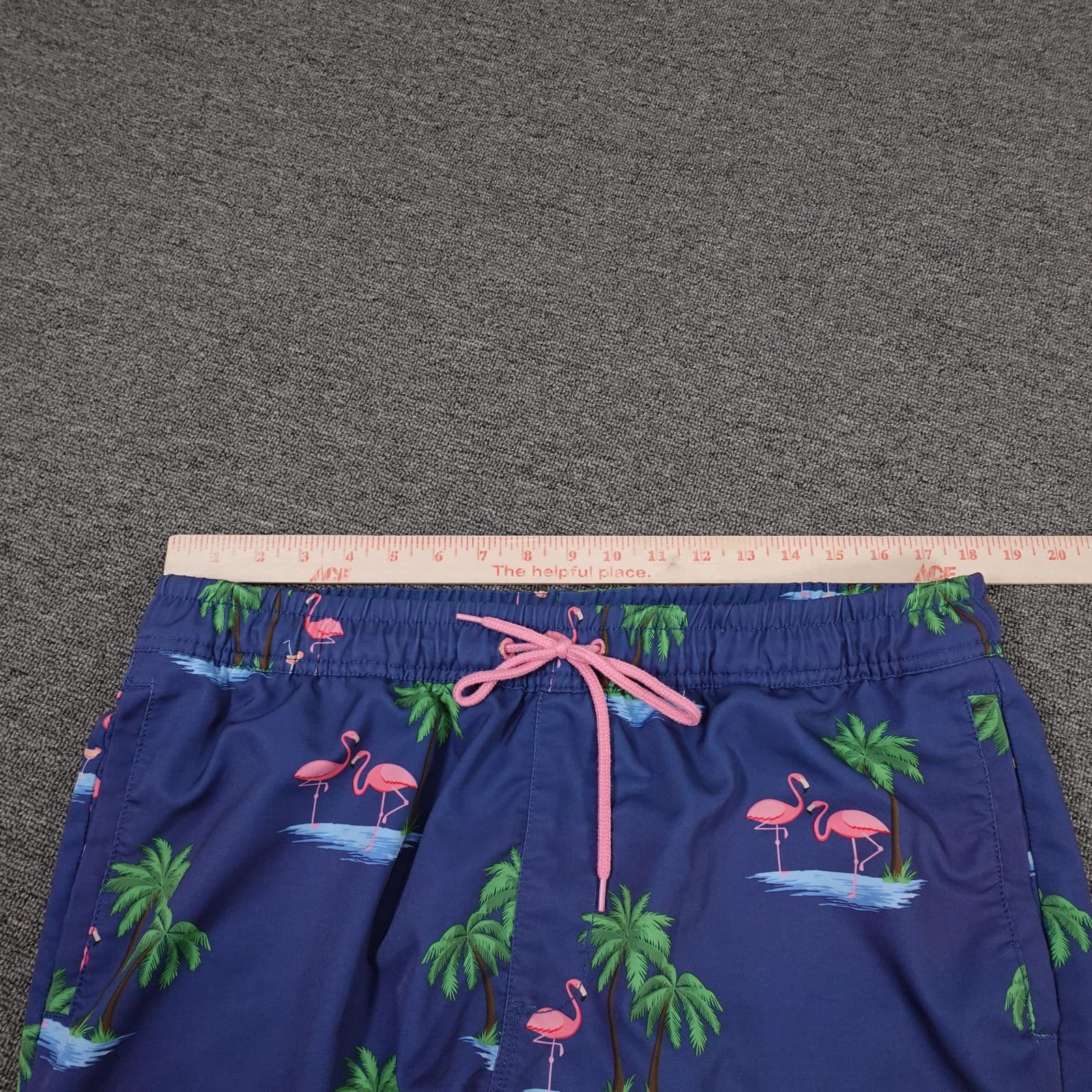 Sperry Swim Shorts Mens Large Blue Flamingo Palm Tree Tropical Print Lined - Thumbnail 7