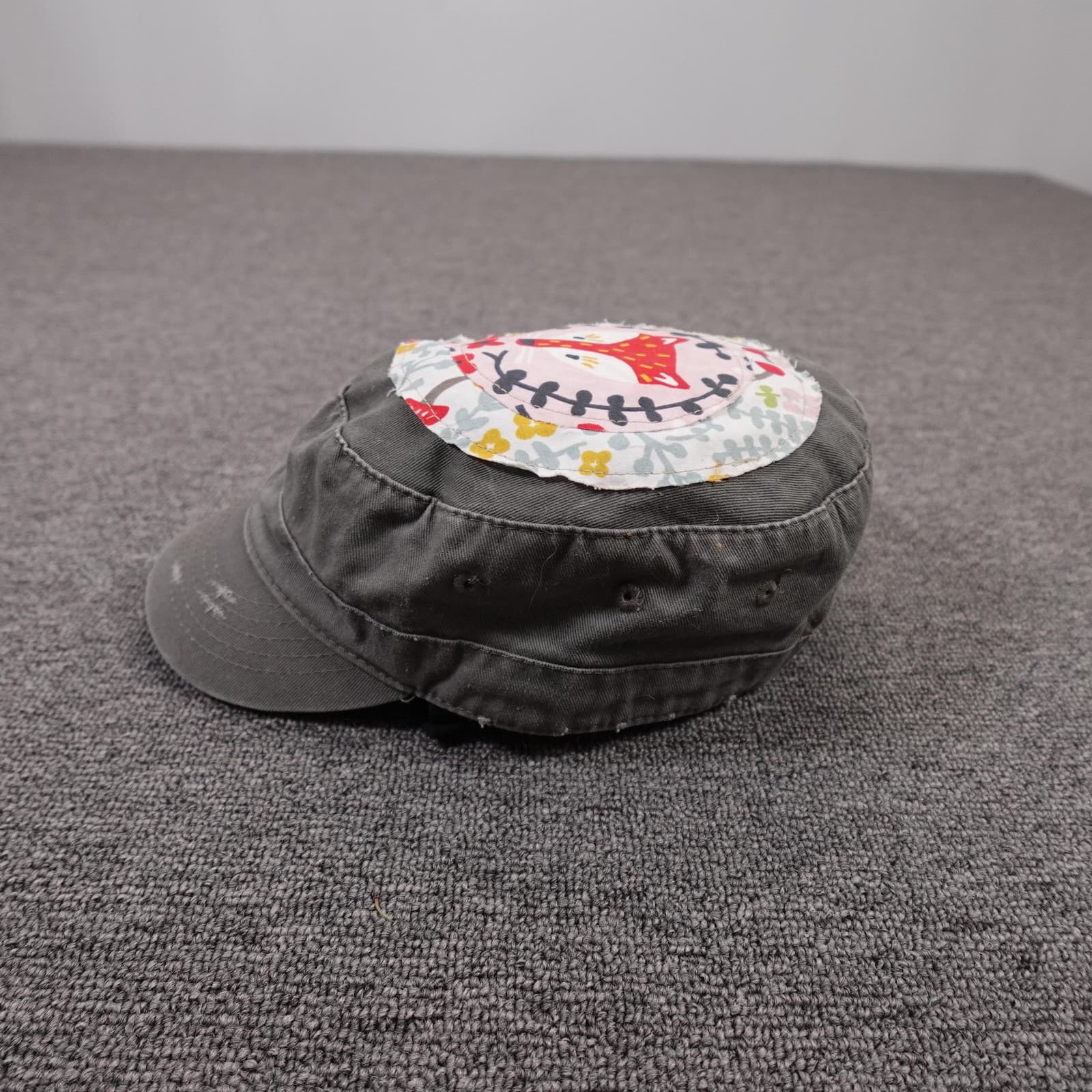 KinderCaps Hat Army Cap Strap Back Kids Adjustable Girls Gray Fox Patch - Thumbnail 4