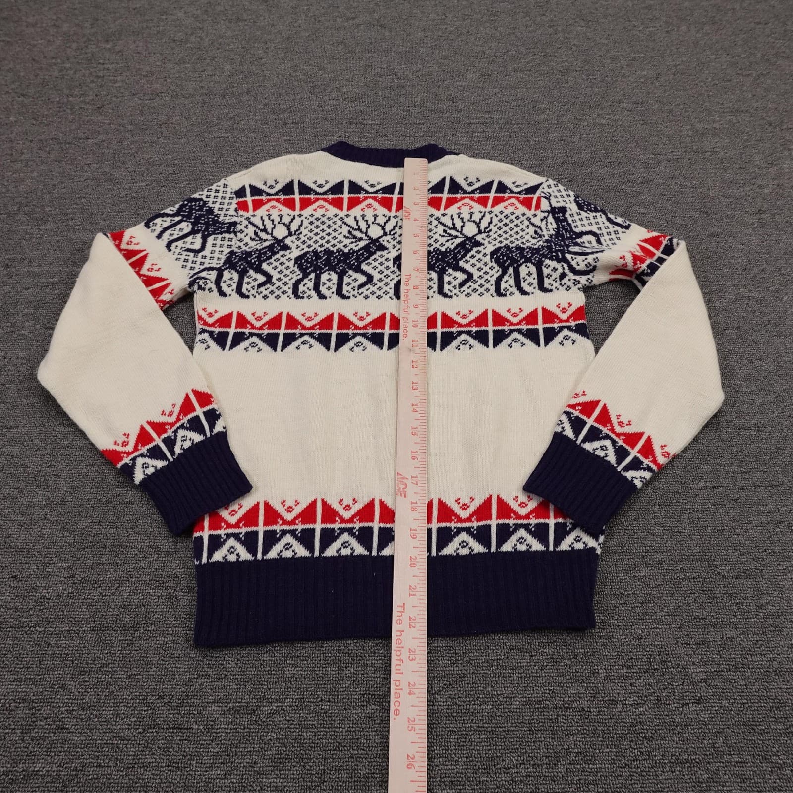 Vintage Esprit By Campus Sweater Youth 16 White Fair Isle Reindeer USA 70s - Thumbnail 5