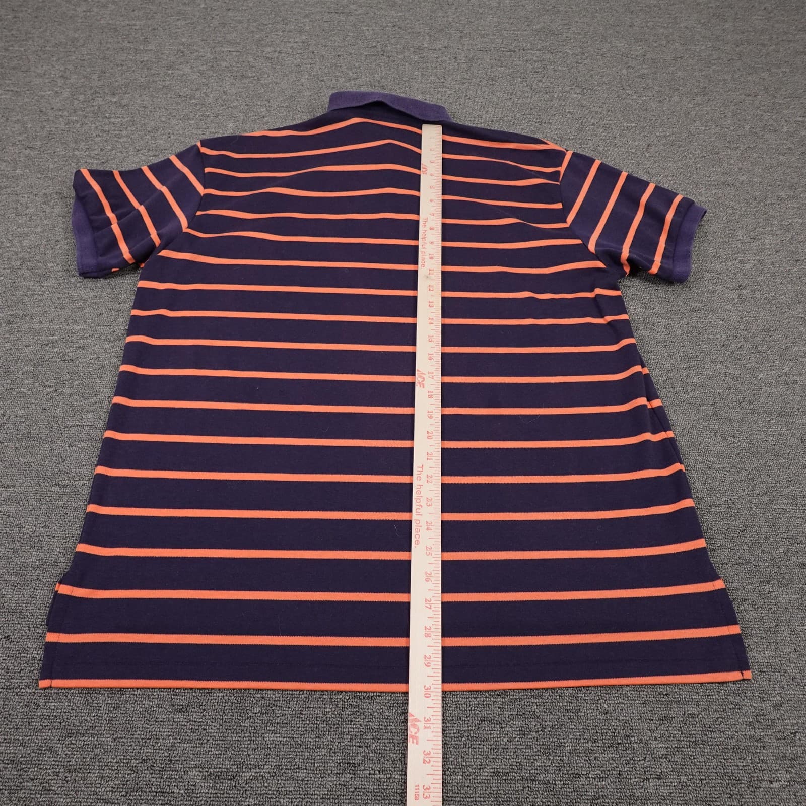 Vintage LL Bean Polo Shirt Mens XL Purple Orange Stripe Knit Cotton Blend USA - Thumbnail 6