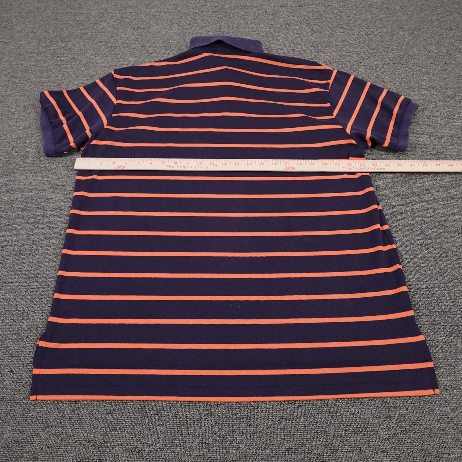 Vintage LL Bean Polo Shirt Mens XL Purple Orange Stripe Knit Cotton Blend USA - Thumbnail 5