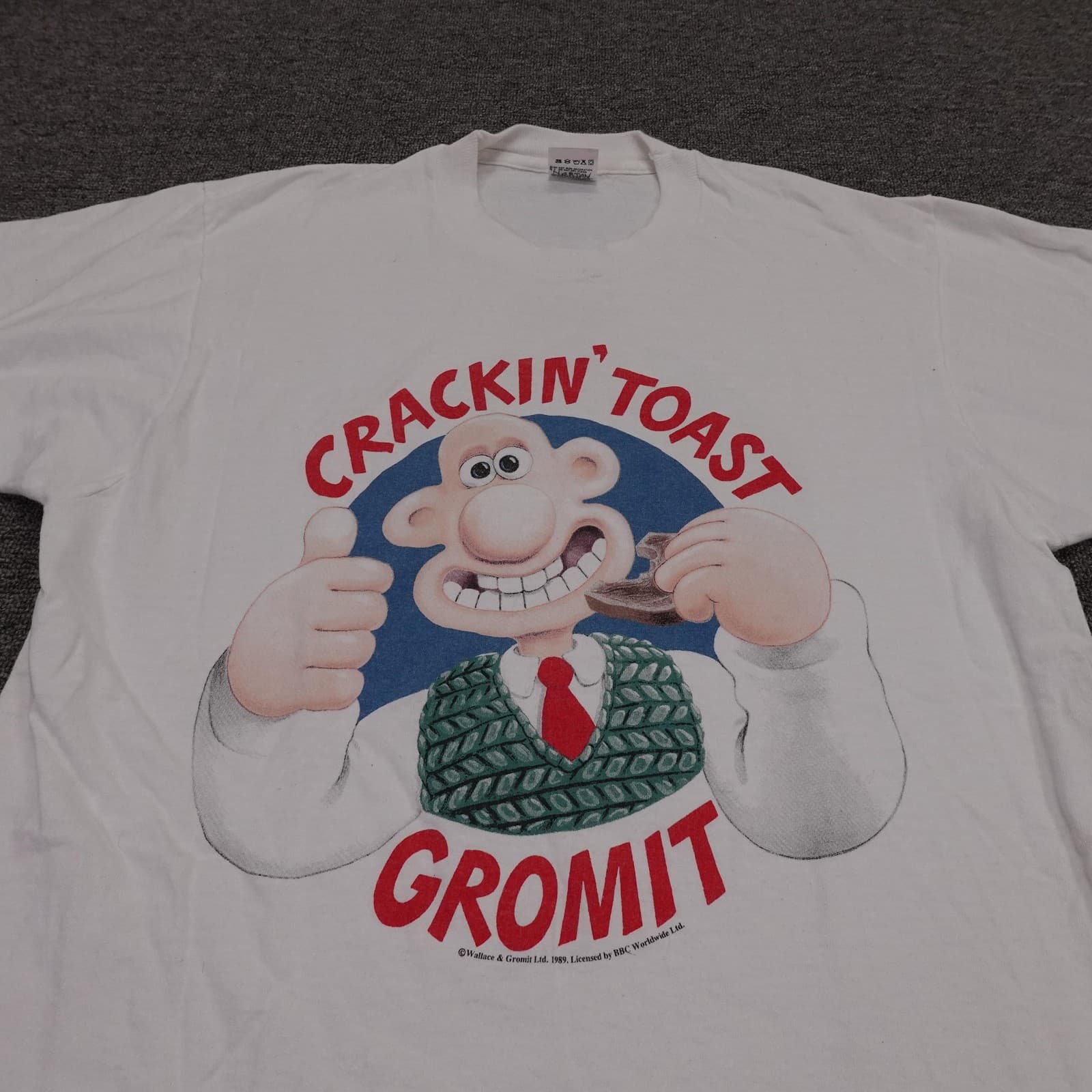 Vintage Wallace & Gromit Shirt Mens Large Crackin Toast Single Stitch Tee 80s - Thumbnail 2