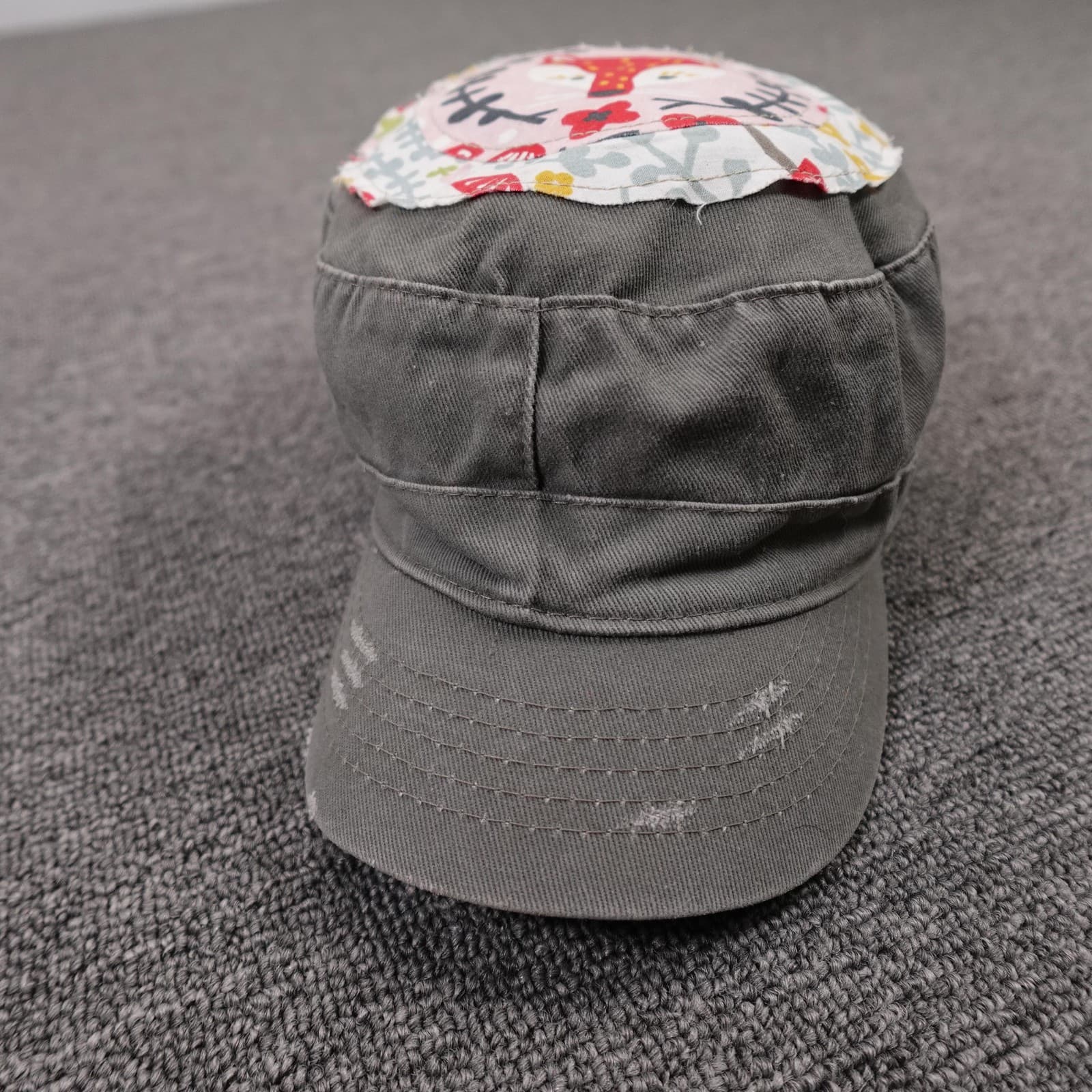 KinderCaps Hat Army Cap Strap Back Kids Adjustable Girls Gray Fox Patch - Thumbnail 2