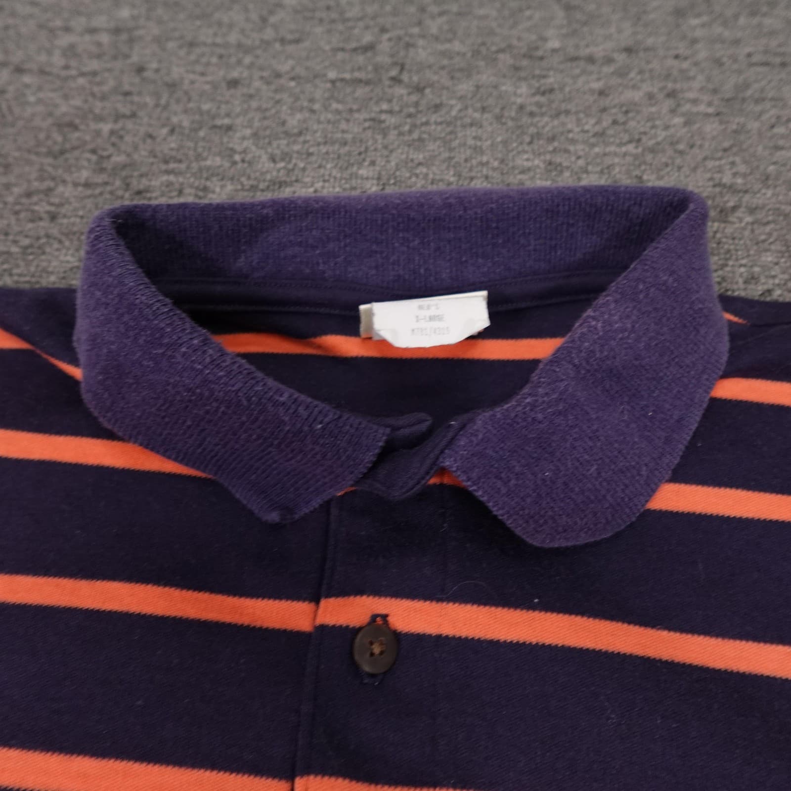 Vintage LL Bean Polo Shirt Mens XL Purple Orange Stripe Knit Cotton Blend USA - Thumbnail 2