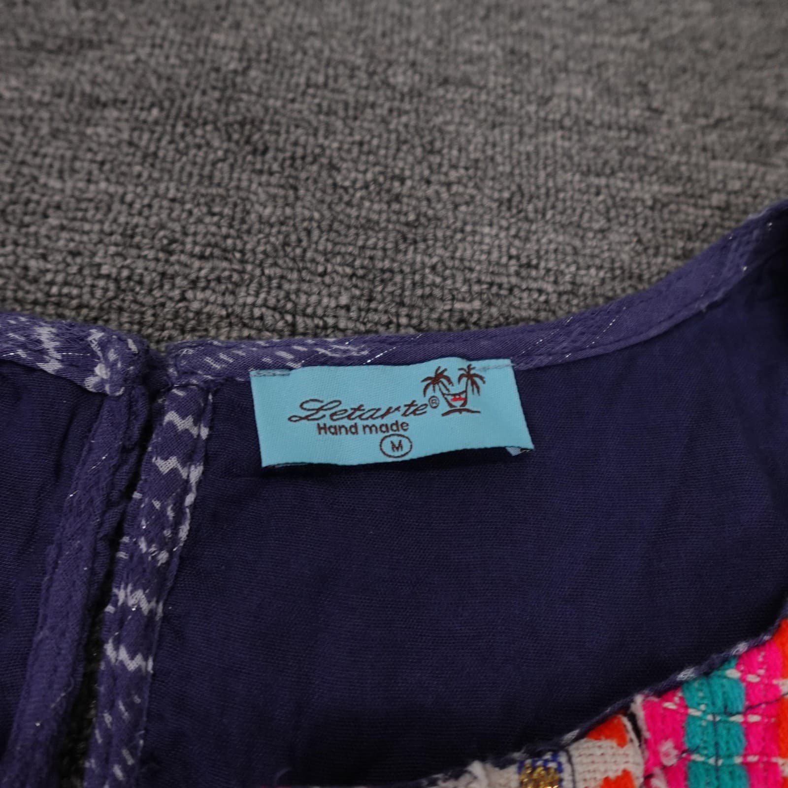 Letarte Dress Womens Medium Purple Embroidered Sleeveless Boho Beach Festival - Thumbnail 3