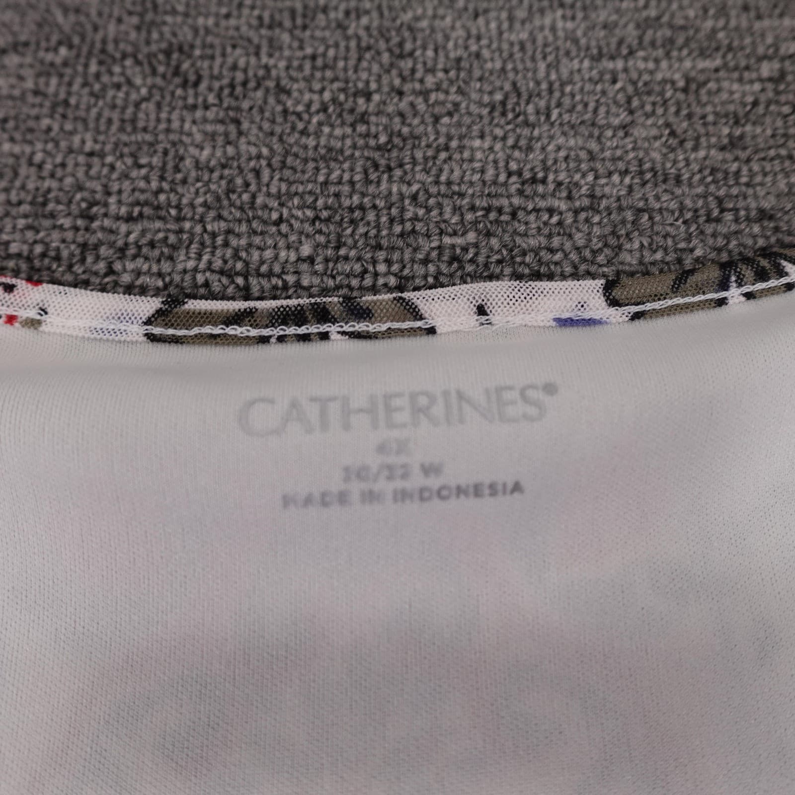 Catherines Blouse Womens 4X White Floral Print Lined 3/4 Sleeve Tunic Top - Thumbnail 3