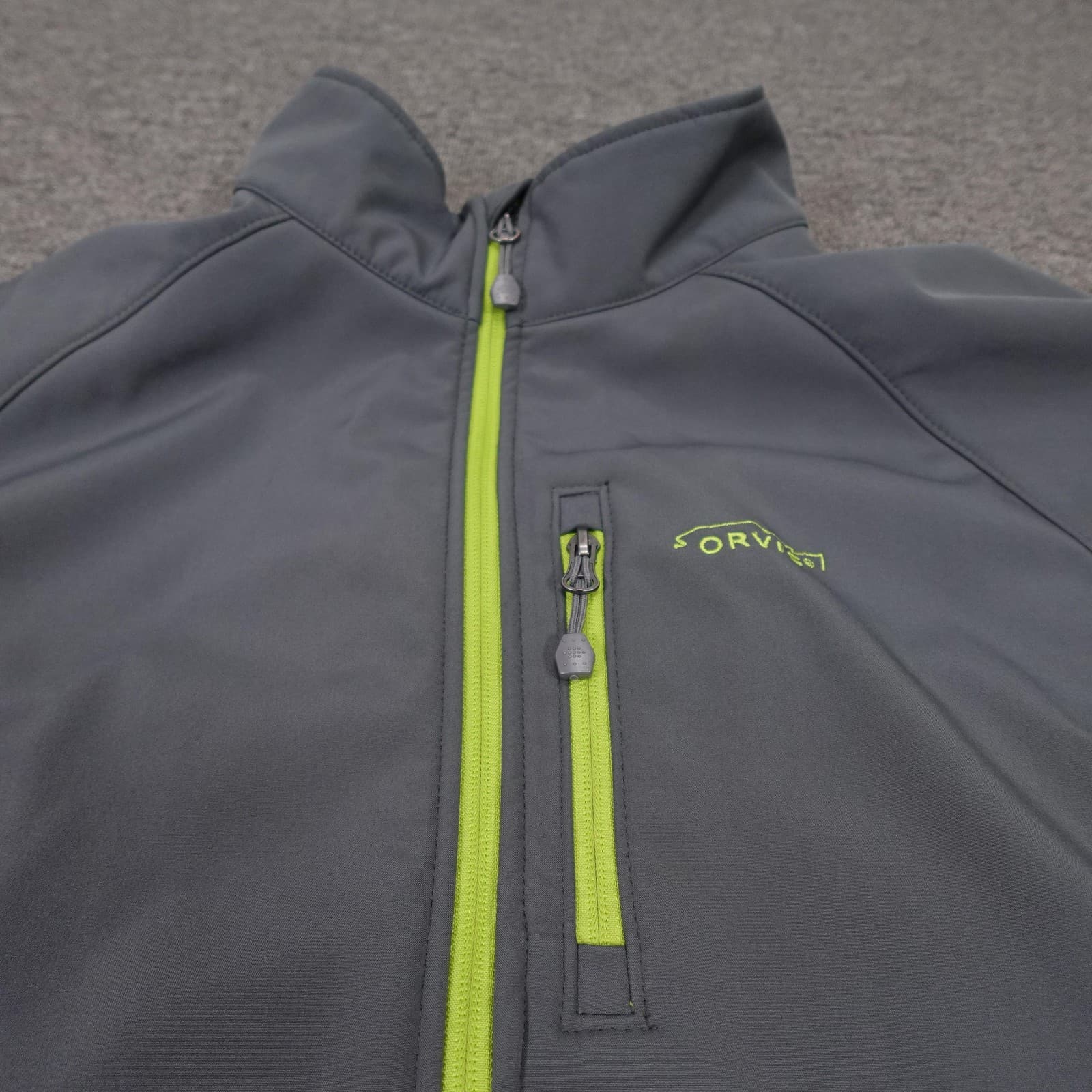 Orvis Jacket Mens 2XL Gray Trout Bum Softshell Full Zip Fleece Lined Hiking - Thumbnail 4