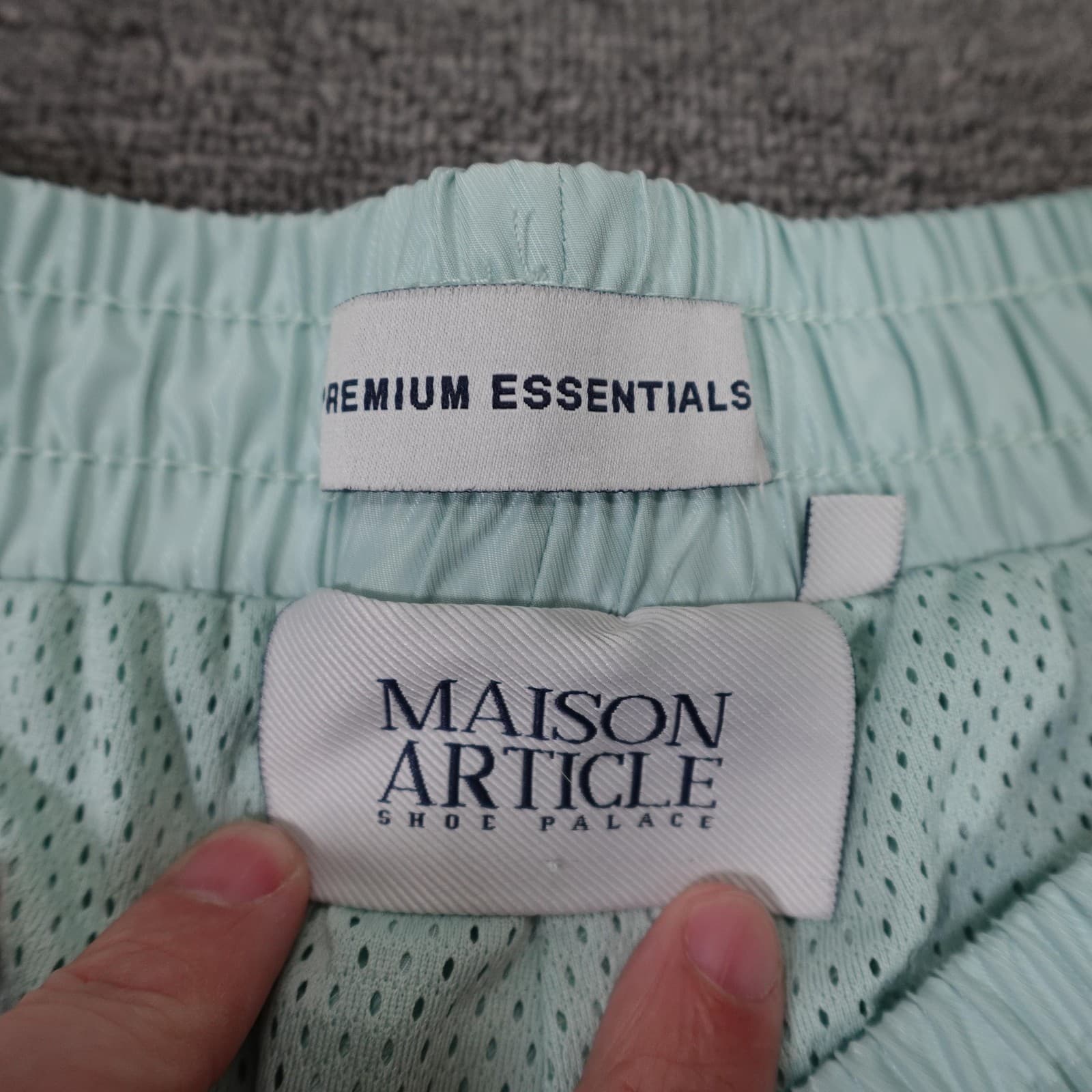 Maison Article Swim Shorts Mens Large Green Solid Lined Drawstring Quick Dry - Thumbnail 3