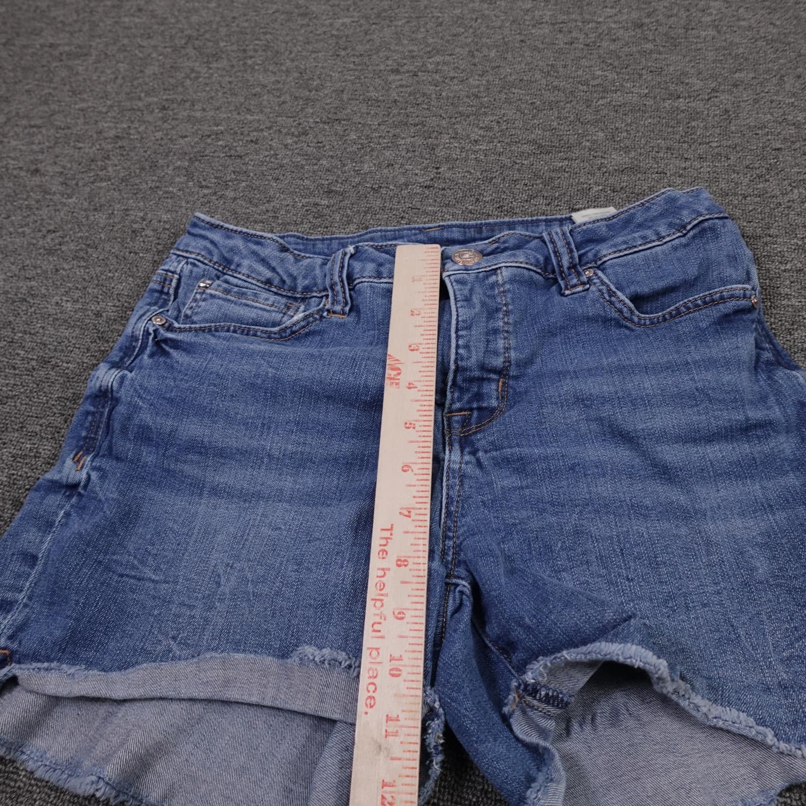 Seven7 Shorts Womens 6 Blue Denim Cutoff Raw Hem Stretch 5 Pocket Casual - Thumbnail 9