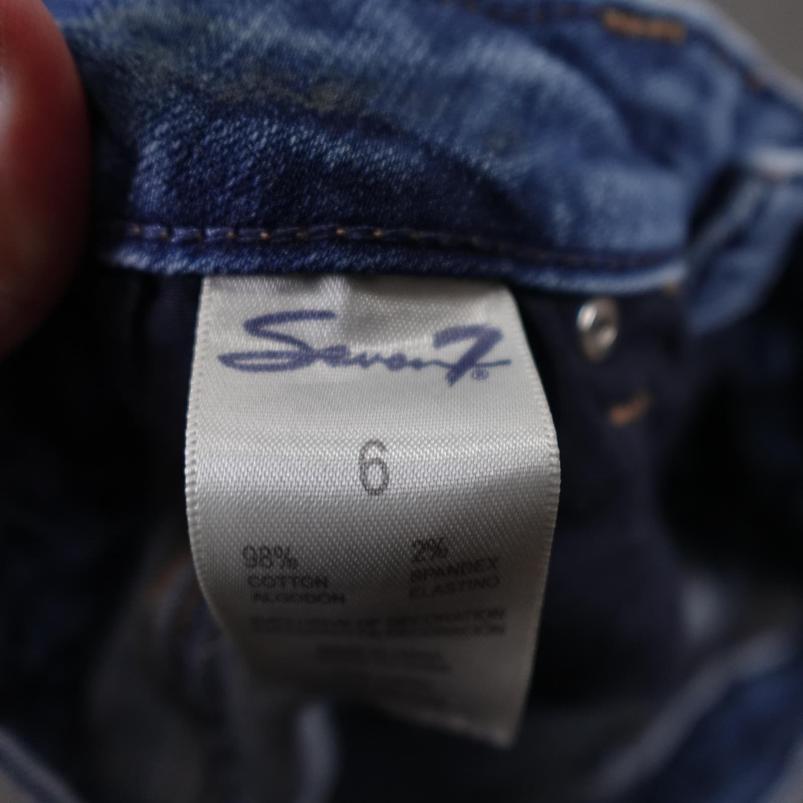 Seven7 Shorts Womens 6 Blue Denim Cutoff Raw Hem Stretch 5 Pocket Casual - Thumbnail 4