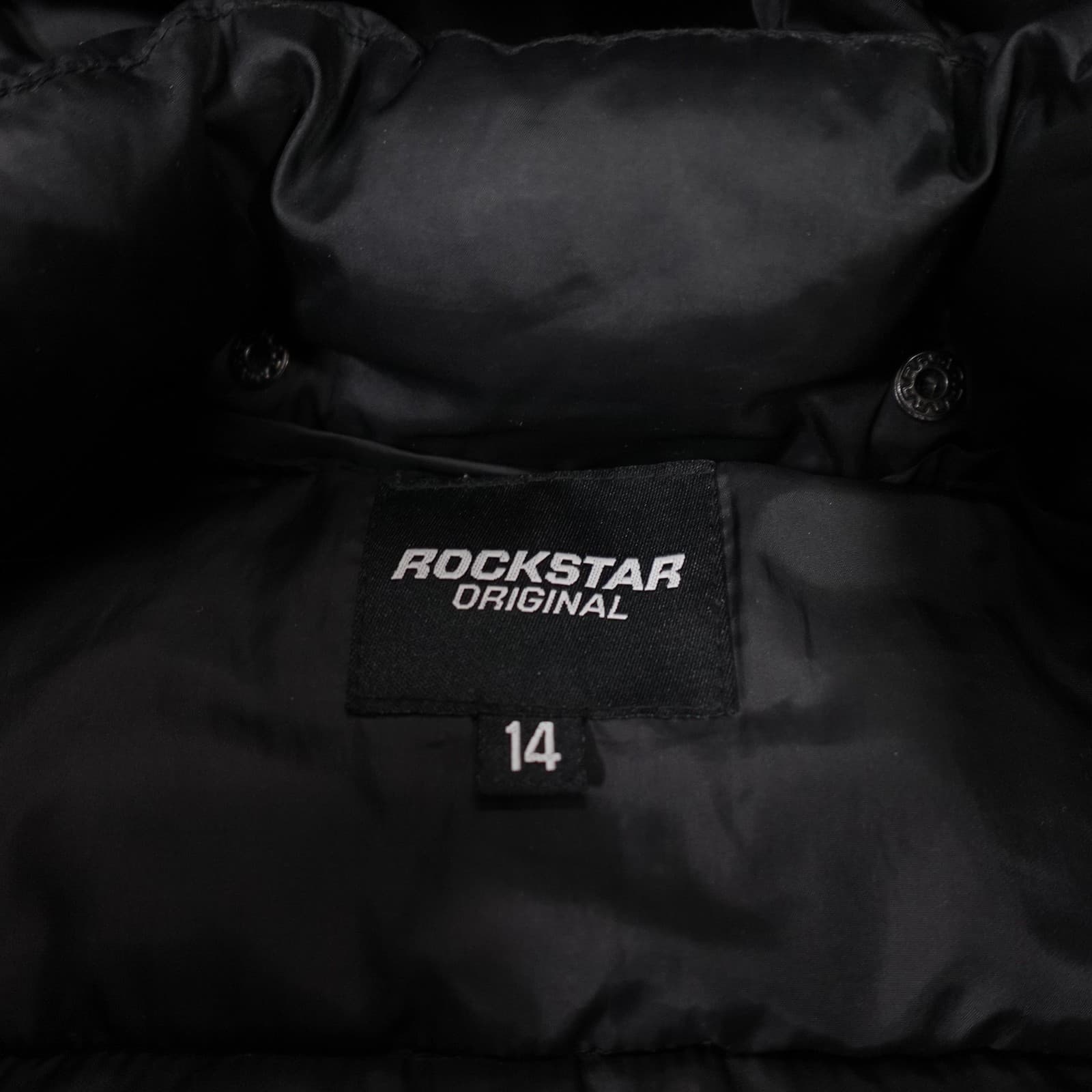 Rockstar Original Jacket Boys 14 Black Hooded Puffer Skull Patch Graphic - Thumbnail 7