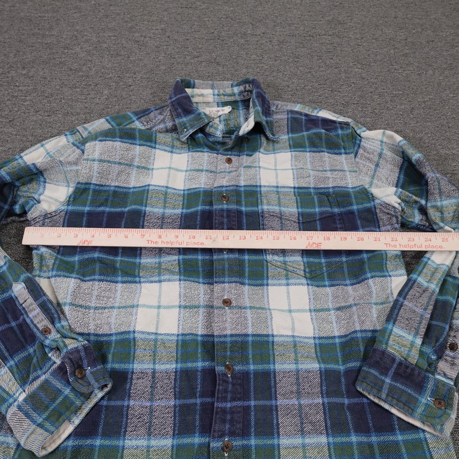 J.Crew Shirt Mens Large Blue Plaid Flannel Long Sleeve Button Up Casual - Thumbnail 5