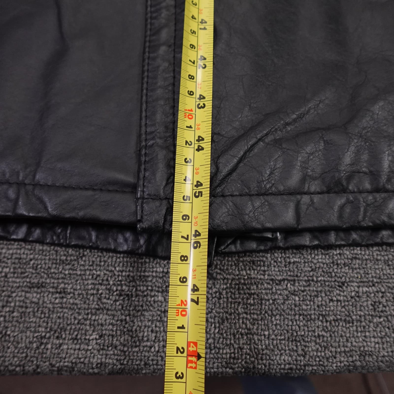 Vintage Pelle Studio Coat Womens XS Black Leather Long Trench Paisley 80s 90s - Thumbnail 6