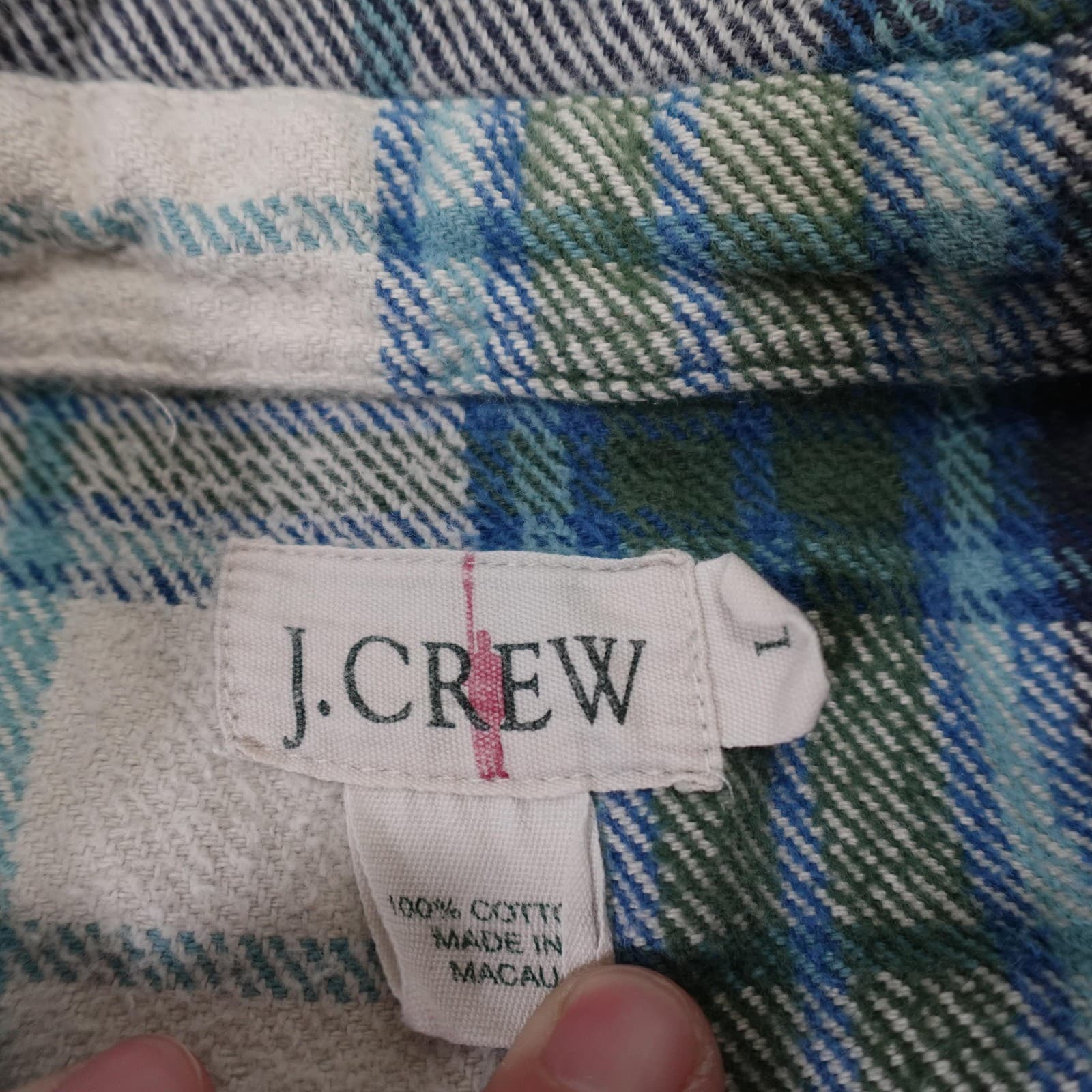 J.Crew Shirt Mens Large Blue Plaid Flannel Long Sleeve Button Up Casual - Thumbnail 4