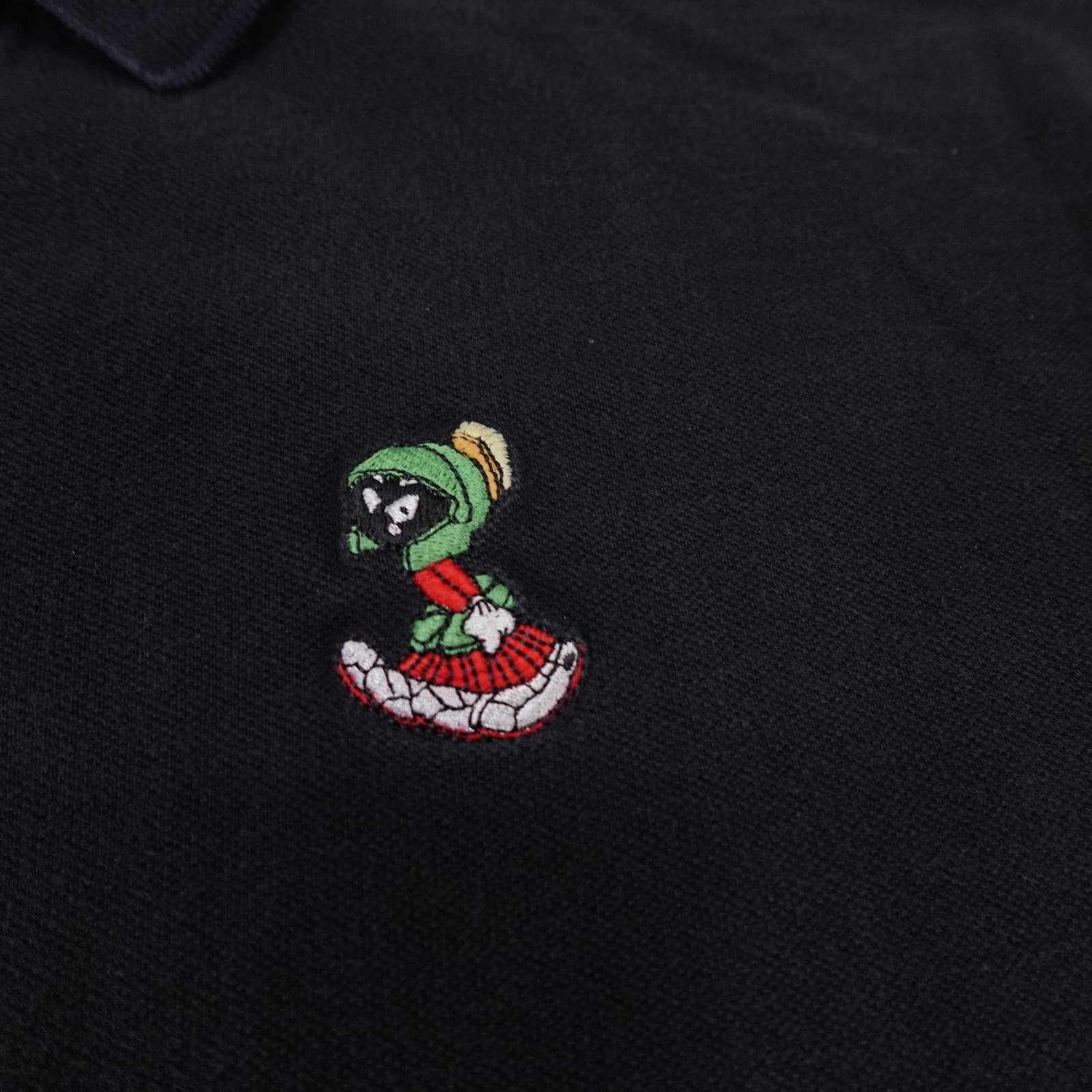 Vintage Warner Bros Studio Store Polo Shirt Mens Large Black Marvin Martian - Thumbnail 3