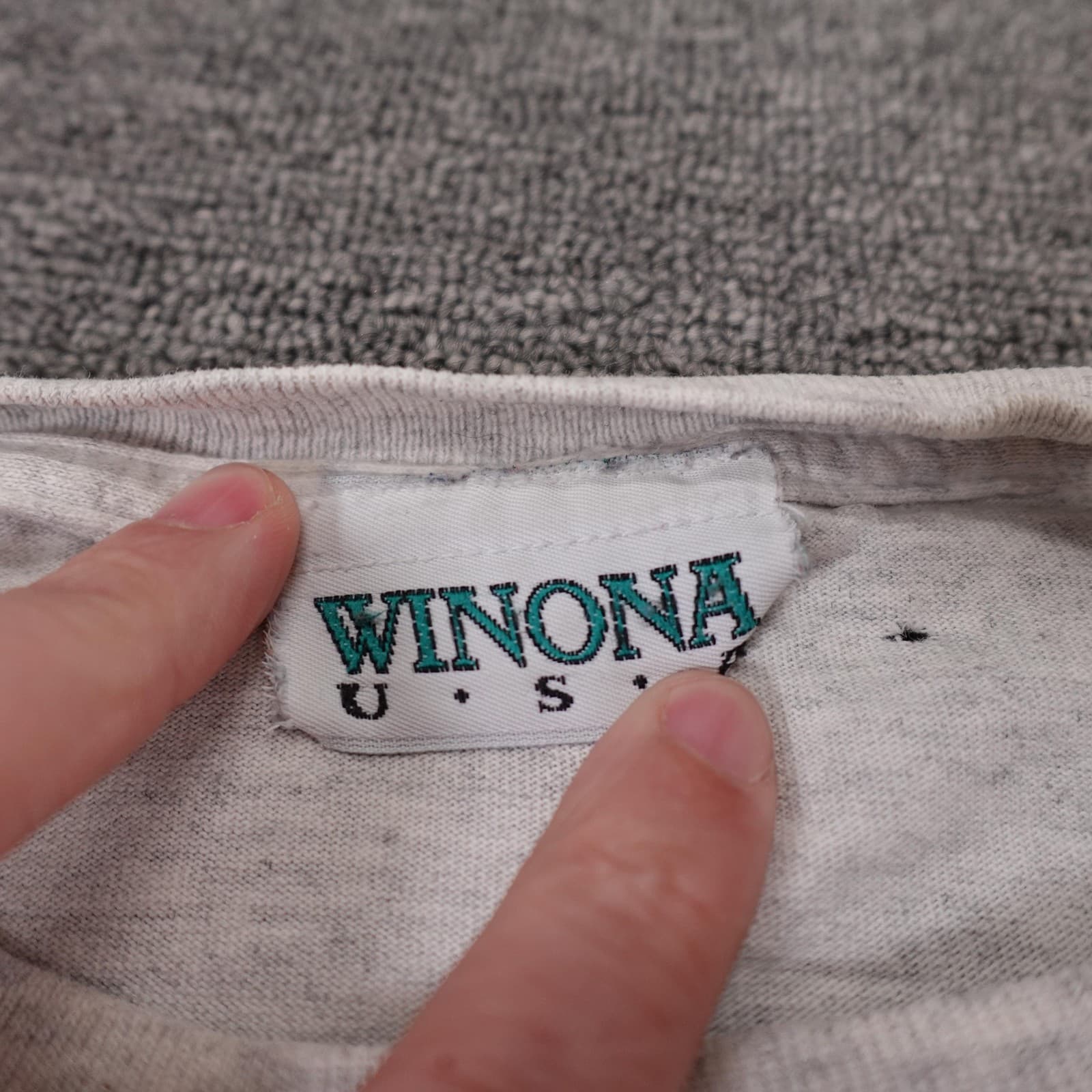 Vintage Winona Shirt Mens XL Gray Nubble Light Lighthouse Graphic Made USA 90s - Thumbnail 4