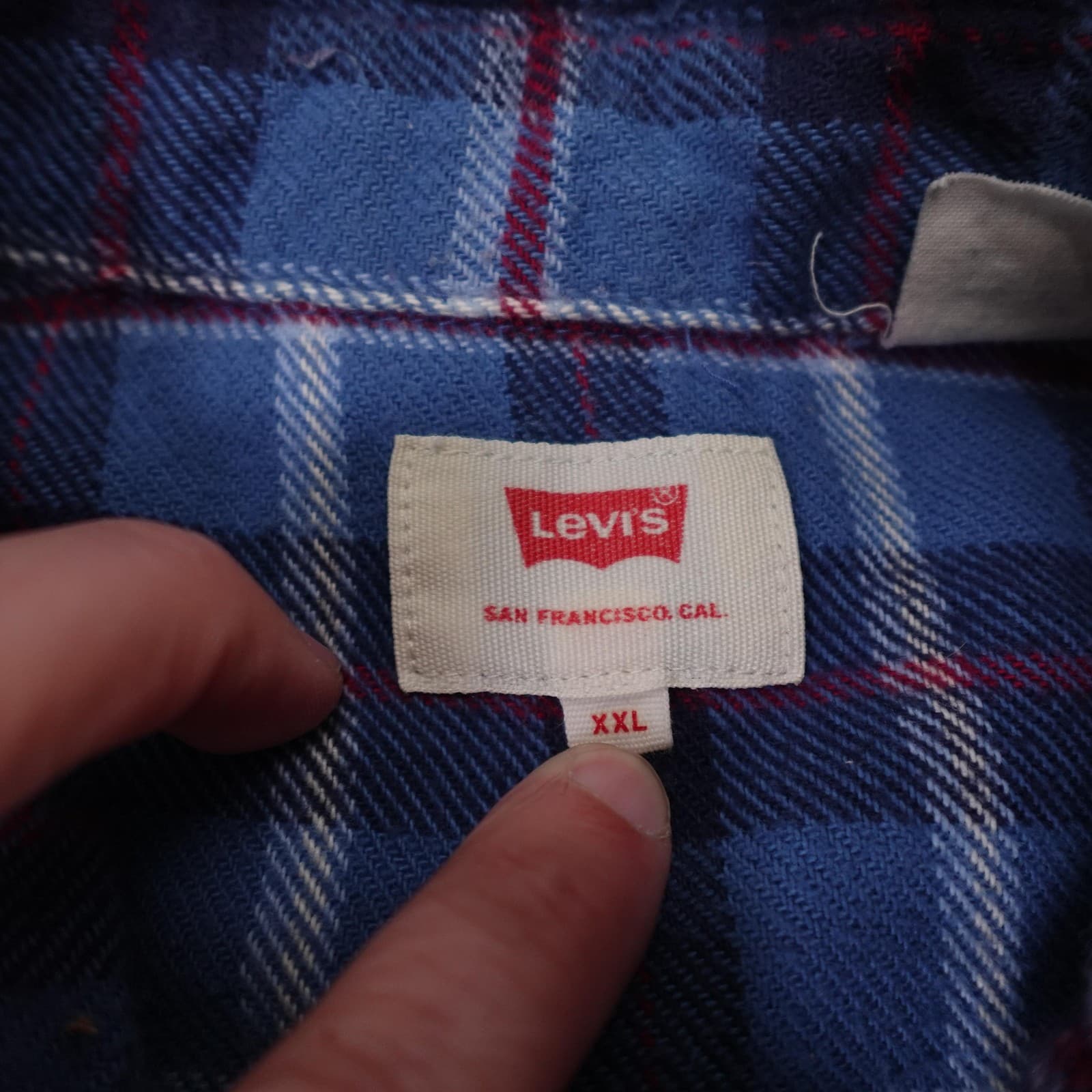 Levis Shirt Mens 2XL Blue Plaid Flannel Long Sleeve Western Snap Front Casual - Thumbnail 3